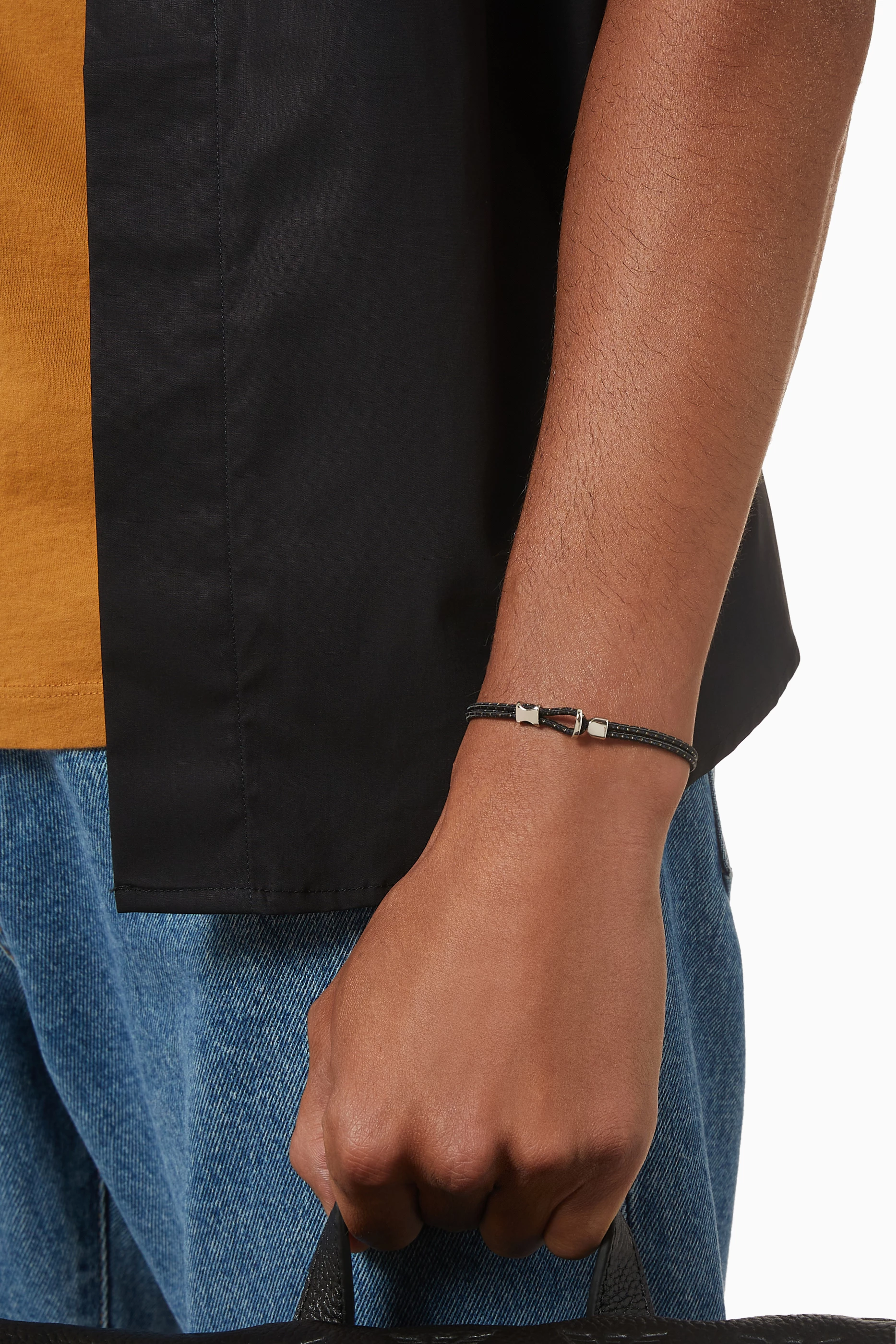Buy Miansai Black Orson Loop Bungee Rope Bracelet in Sterling