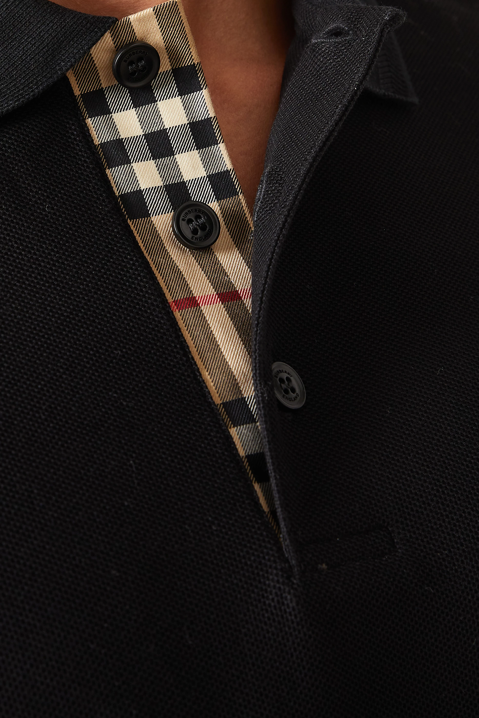 Buy Burberry Black Polo Shirt in Organic Cotton Piqu for Men in
