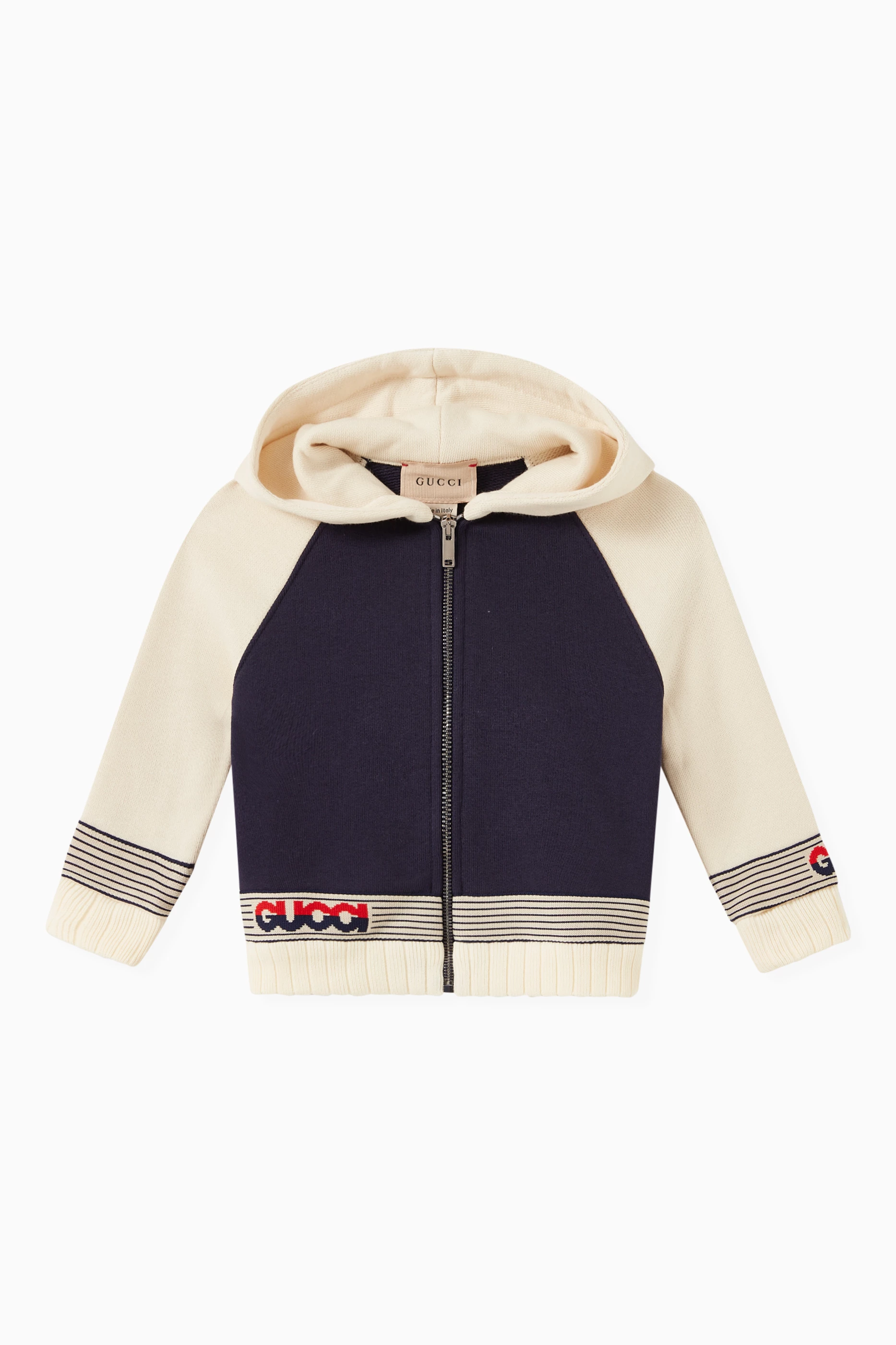 Buy Gucci Blue Logo Detail Hoodie in Jersey for Baby Boys in UAE