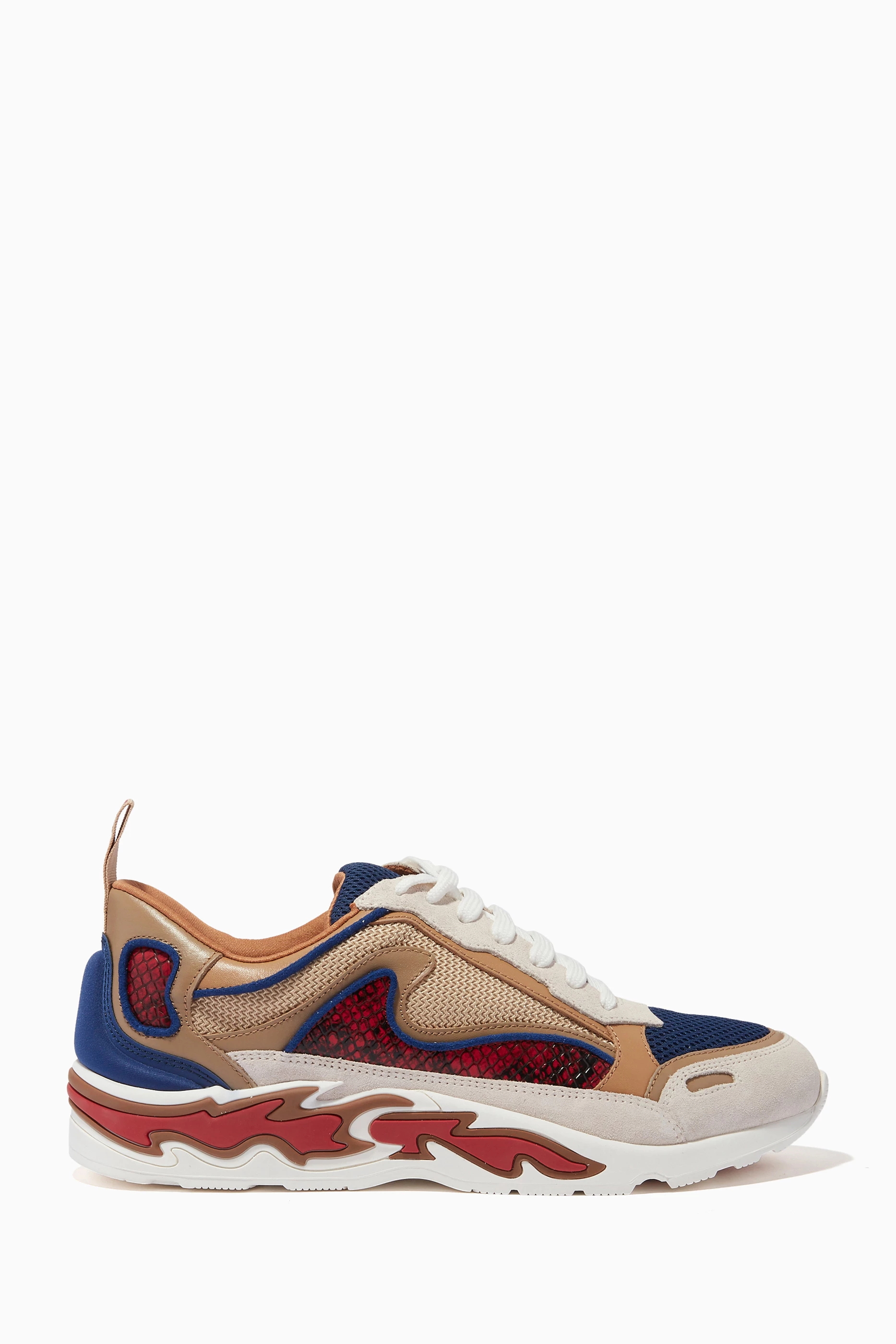 Buy SANDRO Brown Flame Trainers in Technical Fabric Leather for