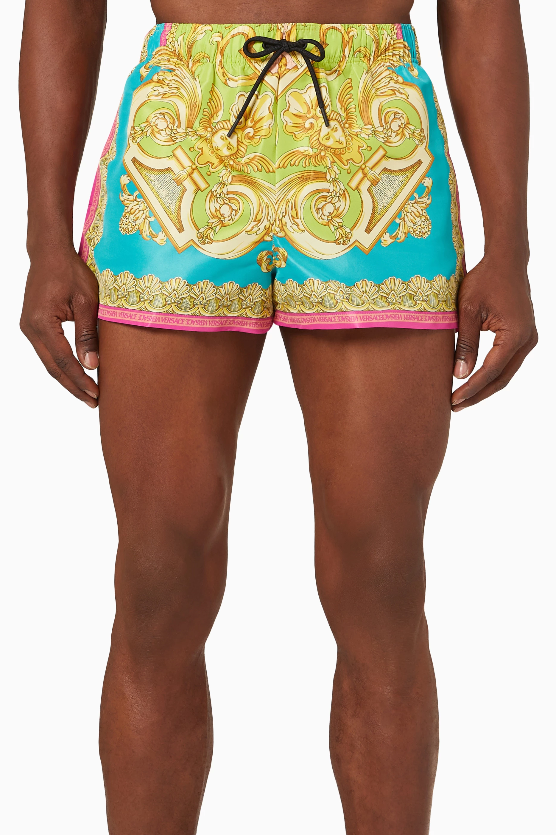 Buy Versace Multicolour Barocco Goddess Swim Shorts in Nylon for Men in UAE Ounass