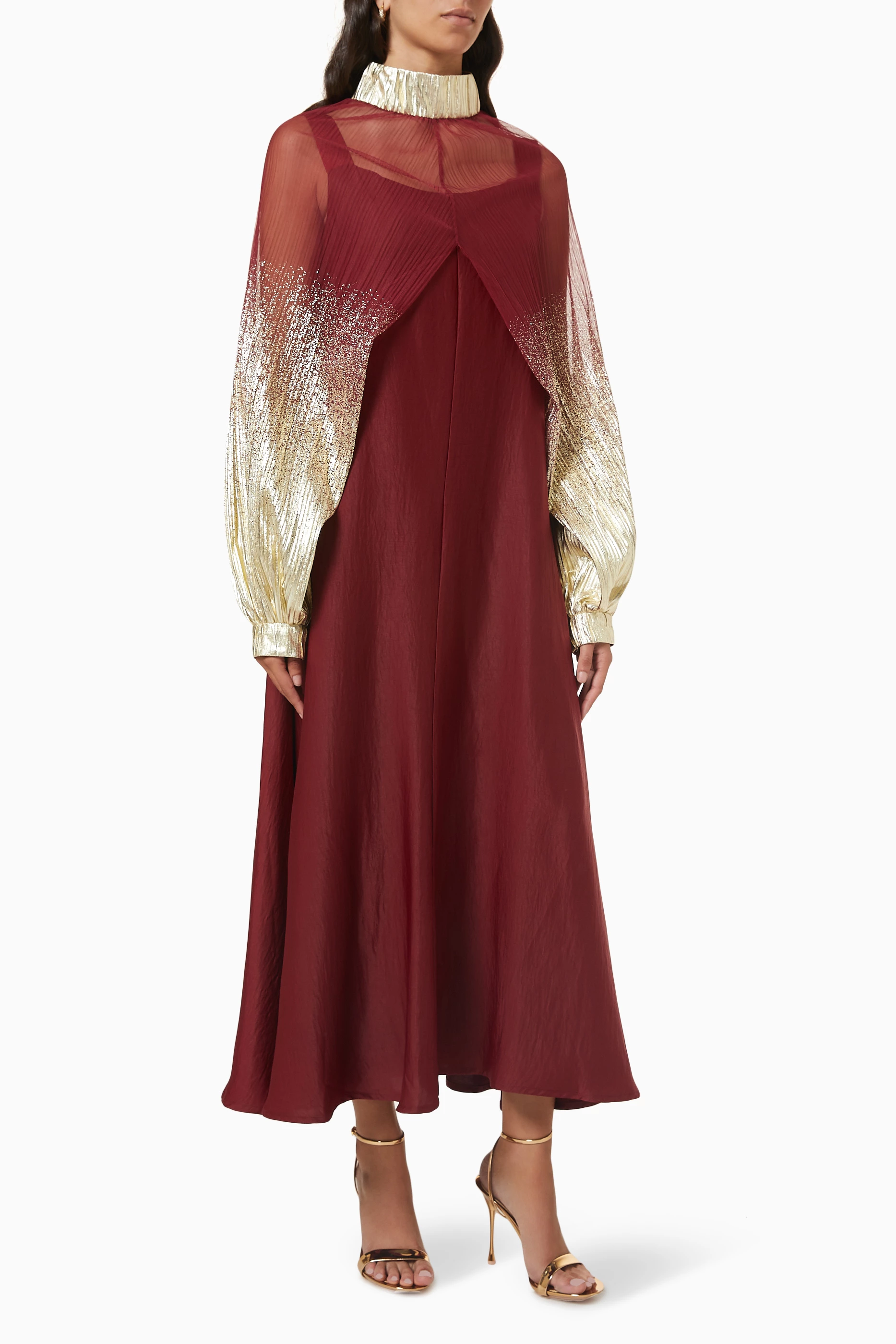 Maroon deals cape dress