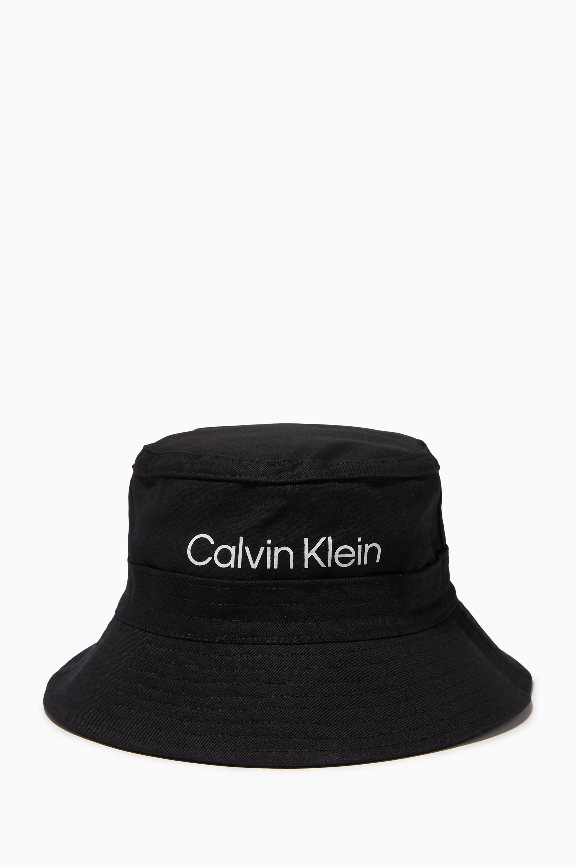 Buy Calvin Klein Black Logo Bucket Hat in Organic Cotton for Men