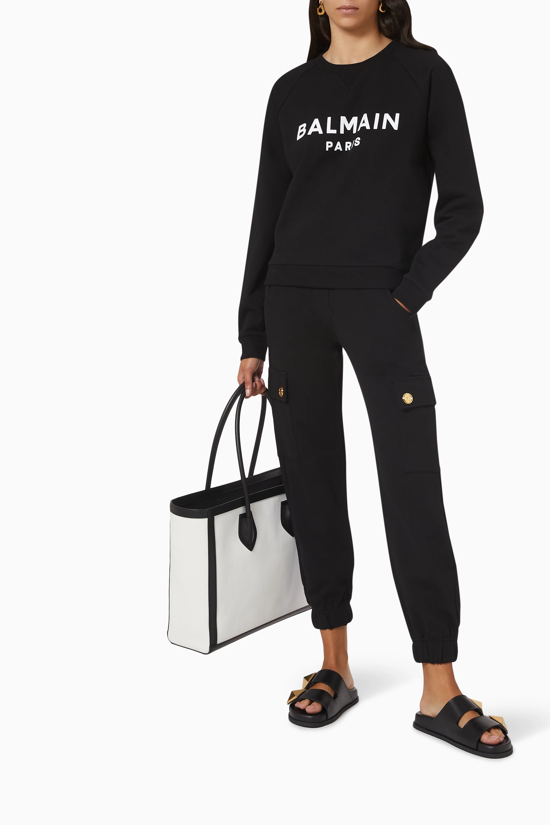 Buy Balmain Black Flocked Logo Sweatshirt for Women in UAE Ounass