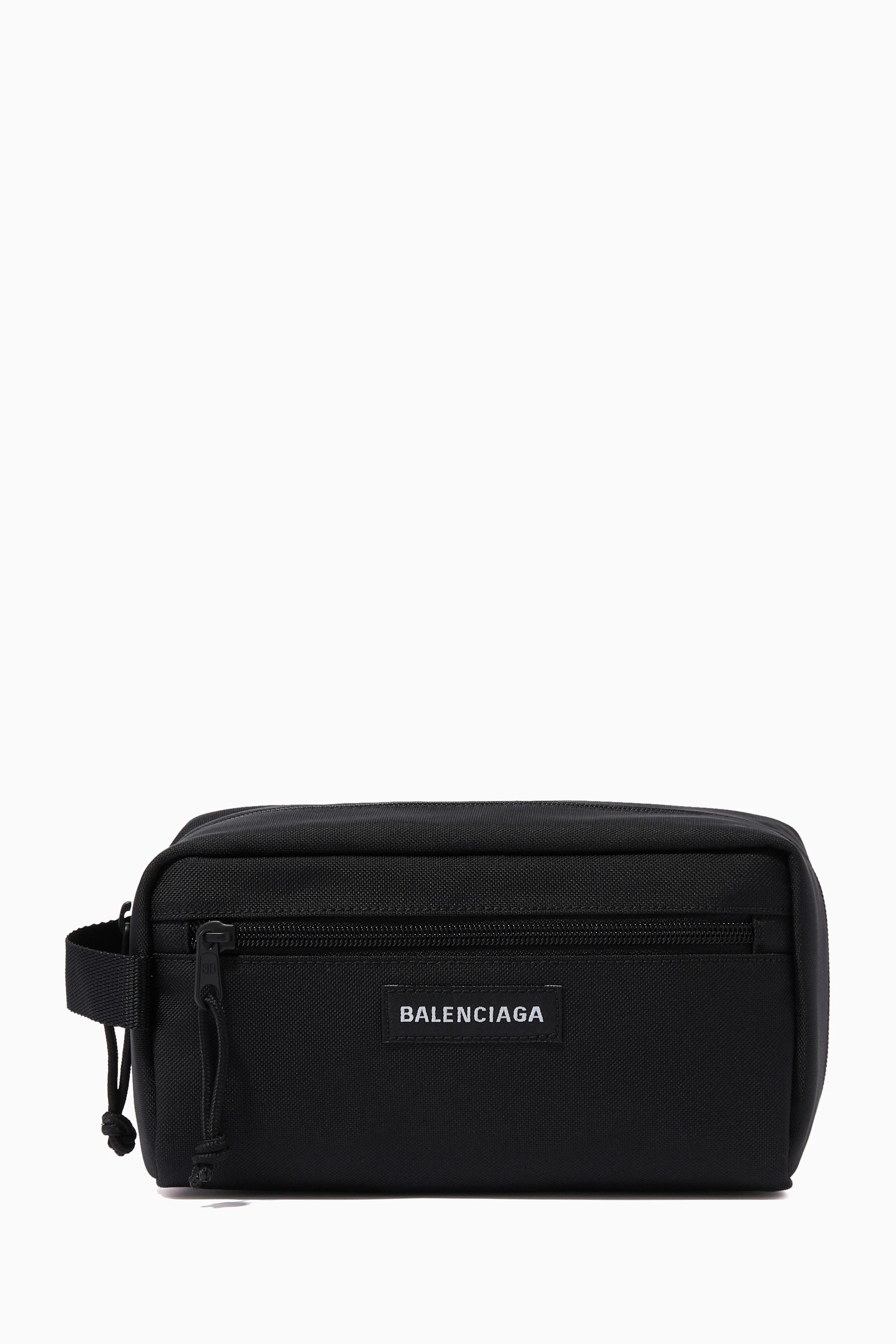 Buy Balenciaga Black Explorer Toiletry Pouch in Recycled Nylon for