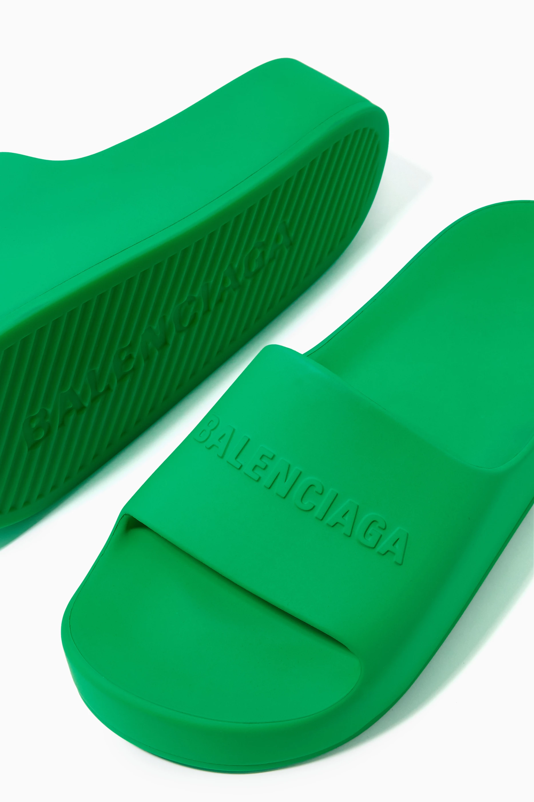 Buy Balenciaga Green Chunky Slides in Rubber for Women in UAE Ounass
