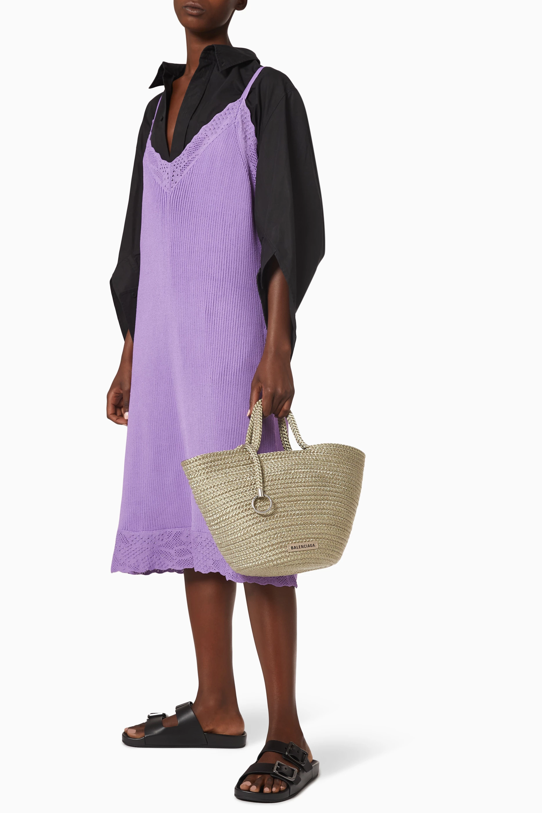 Buy Balenciaga Neutral Ibiza Medium Basket Bag in Cord for Women