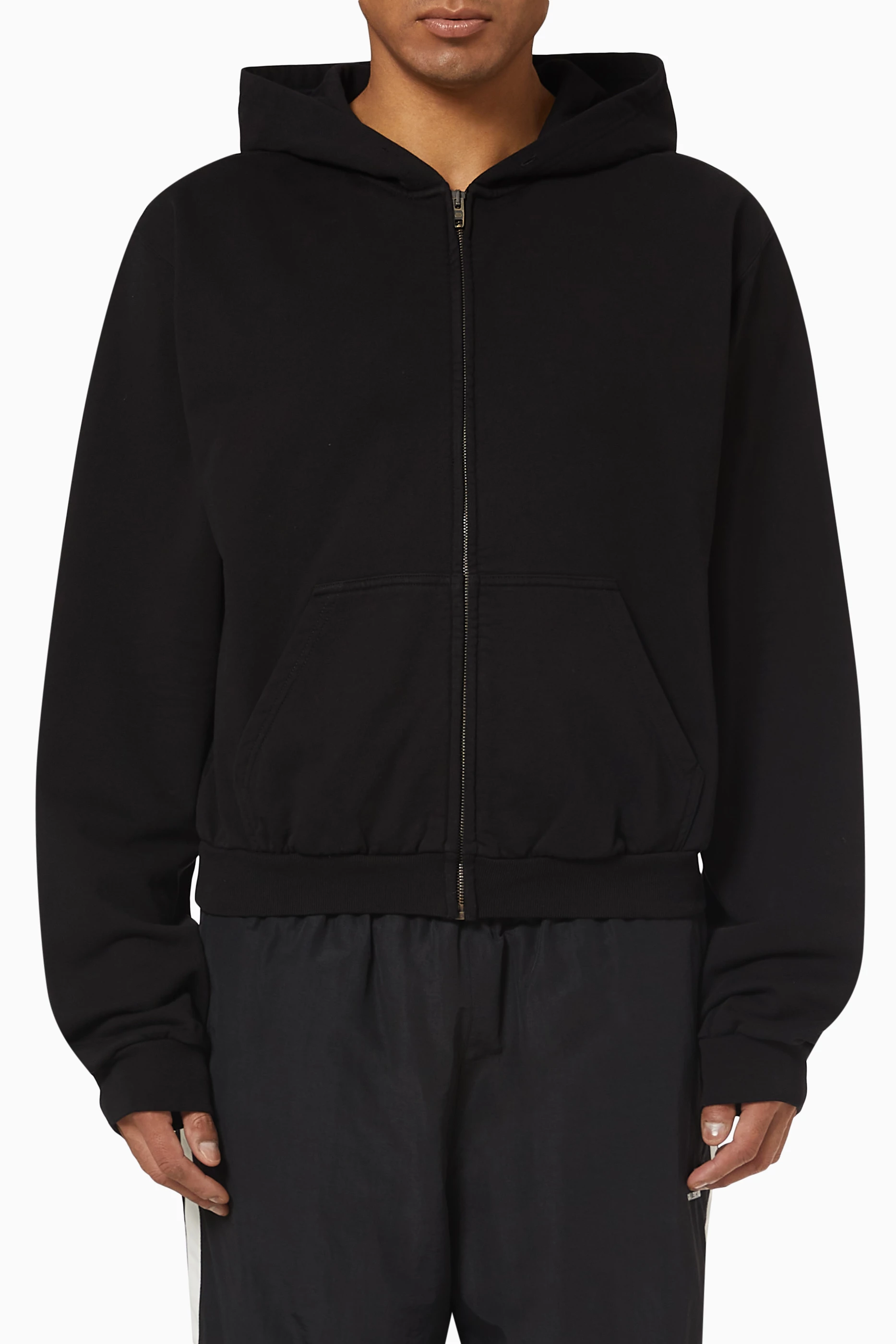 Buy Balenciaga Black Worn Out Zip Up Hoodie in Fleece for Men in