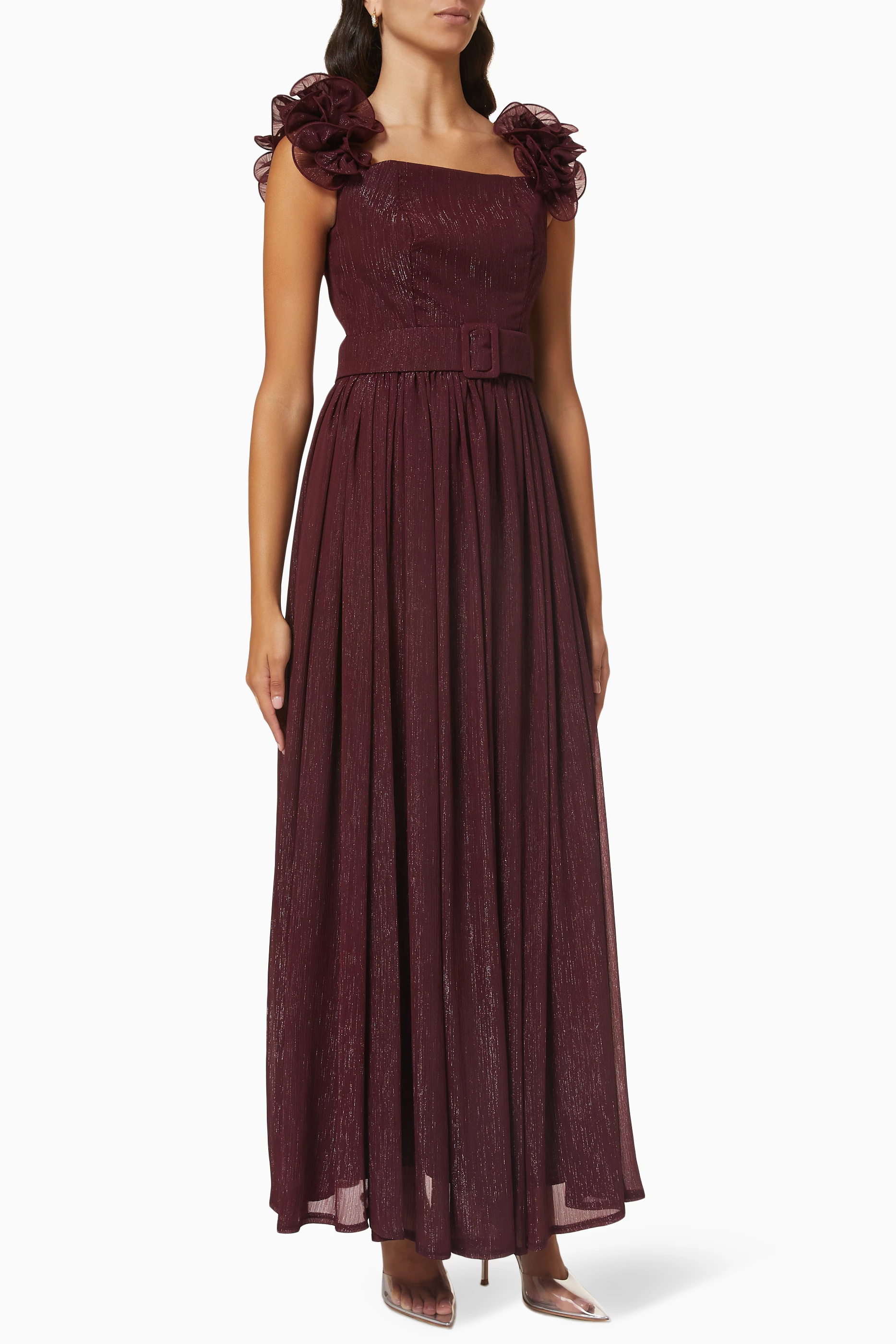 Maroon maxi dress deals