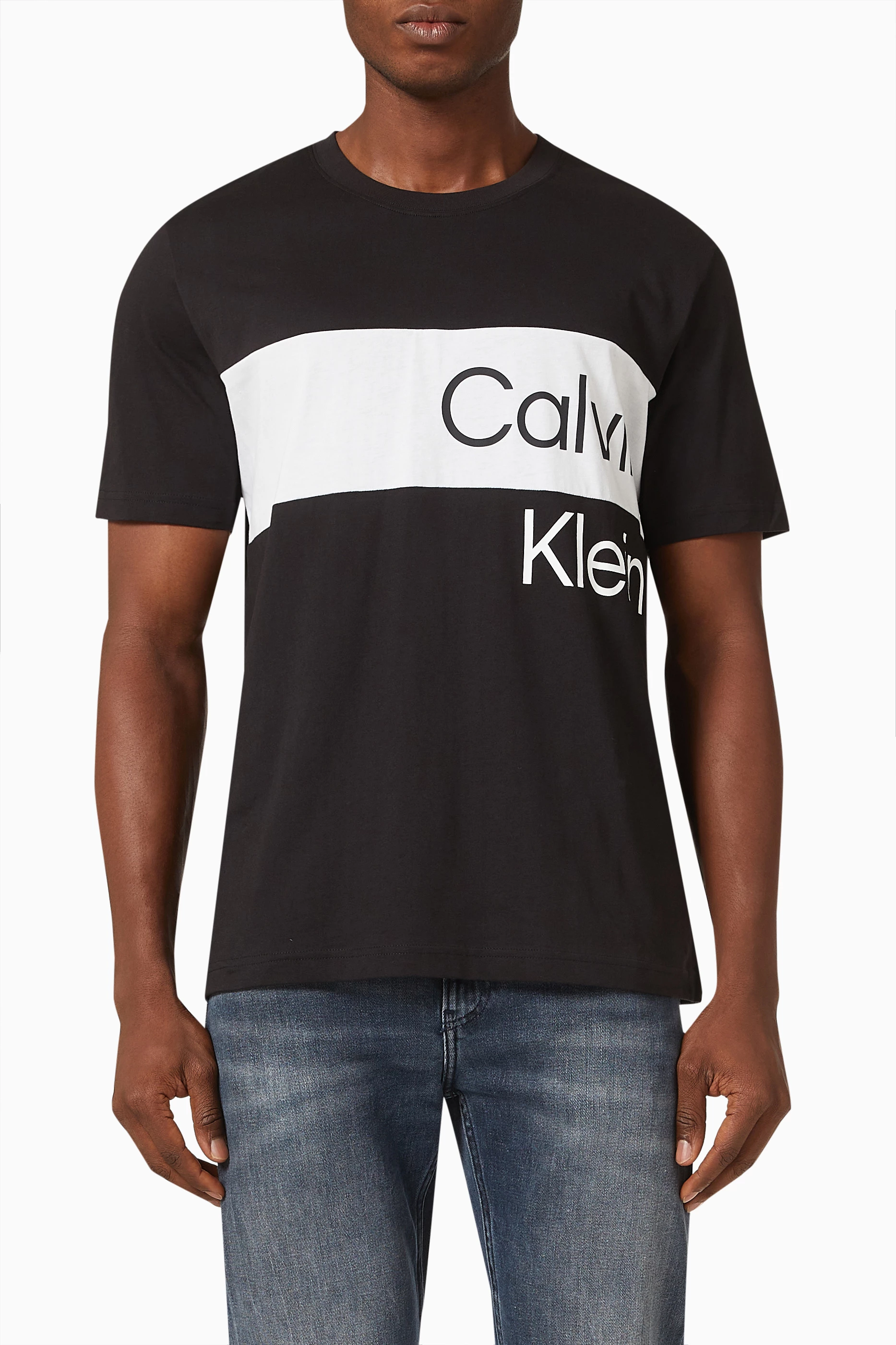Buy Calvin Klein Jeans Black Institutional Block T shirt in Cotton