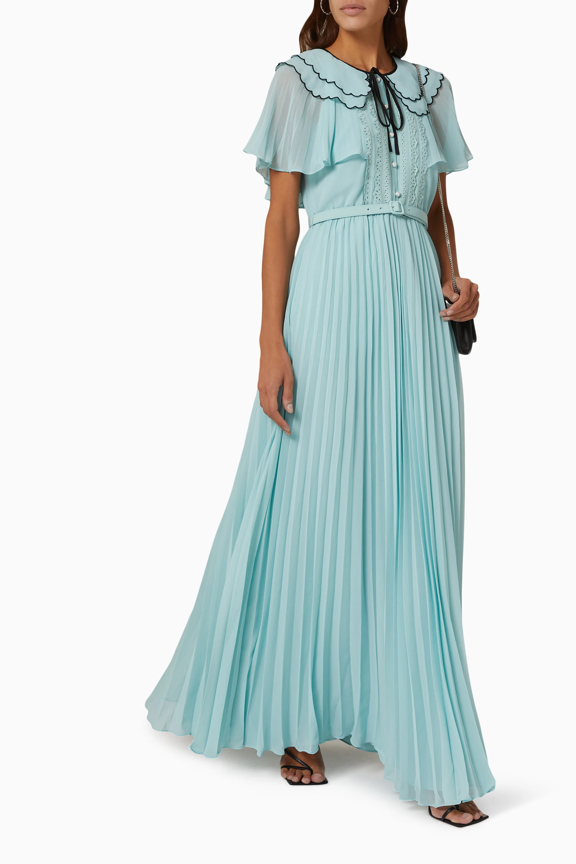 Self portrait chiffon maxi dress top