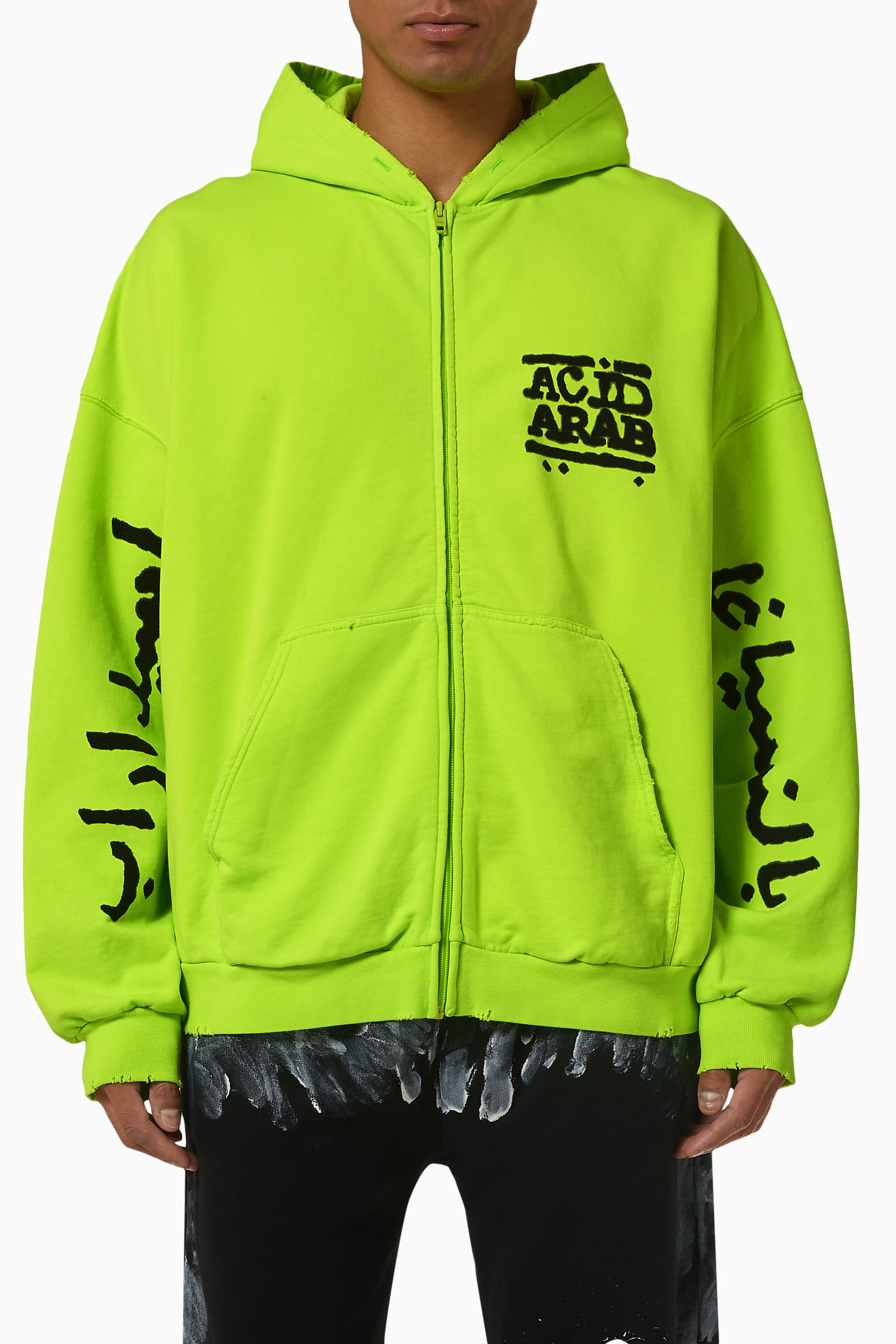 Buy Balenciaga Green Balenciaga Music Acid Arab Merch Zip Hoodie