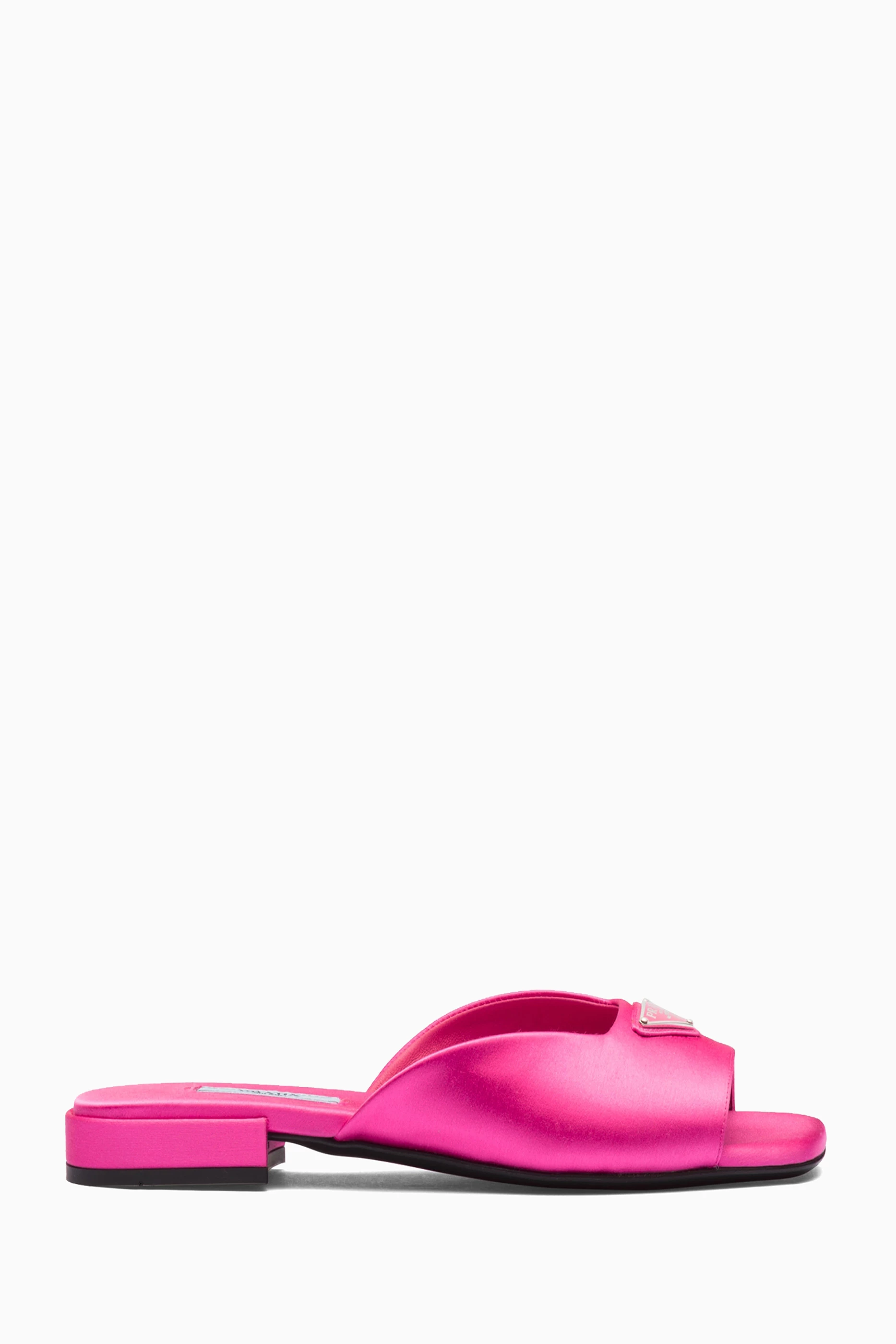 Buy Prada Pink Ciabatte Square toe Flat Sandals in Satin for Women