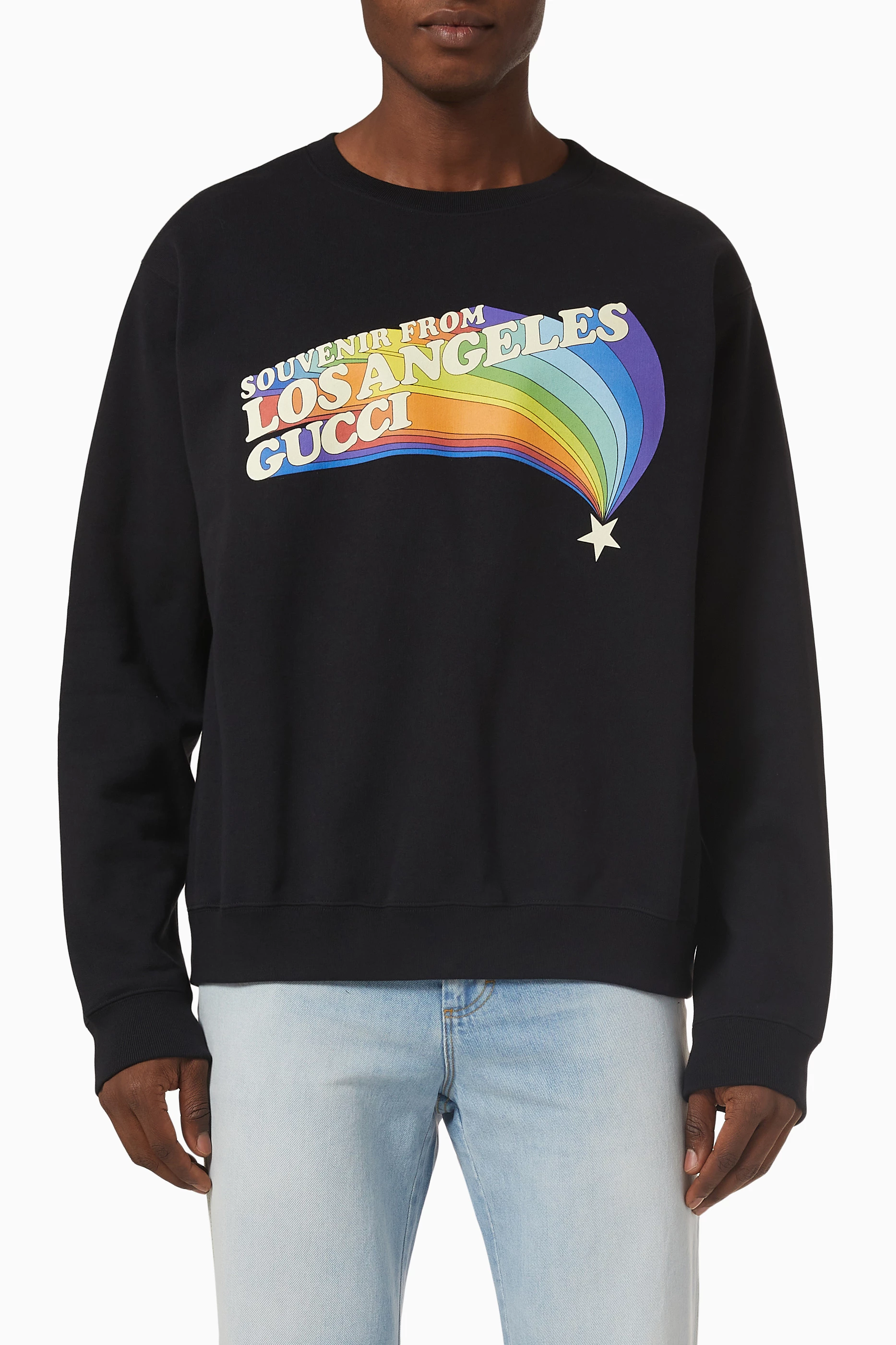 Buy Gucci Black Stars Print Sweatshirt in Cotton Jersey for Men in