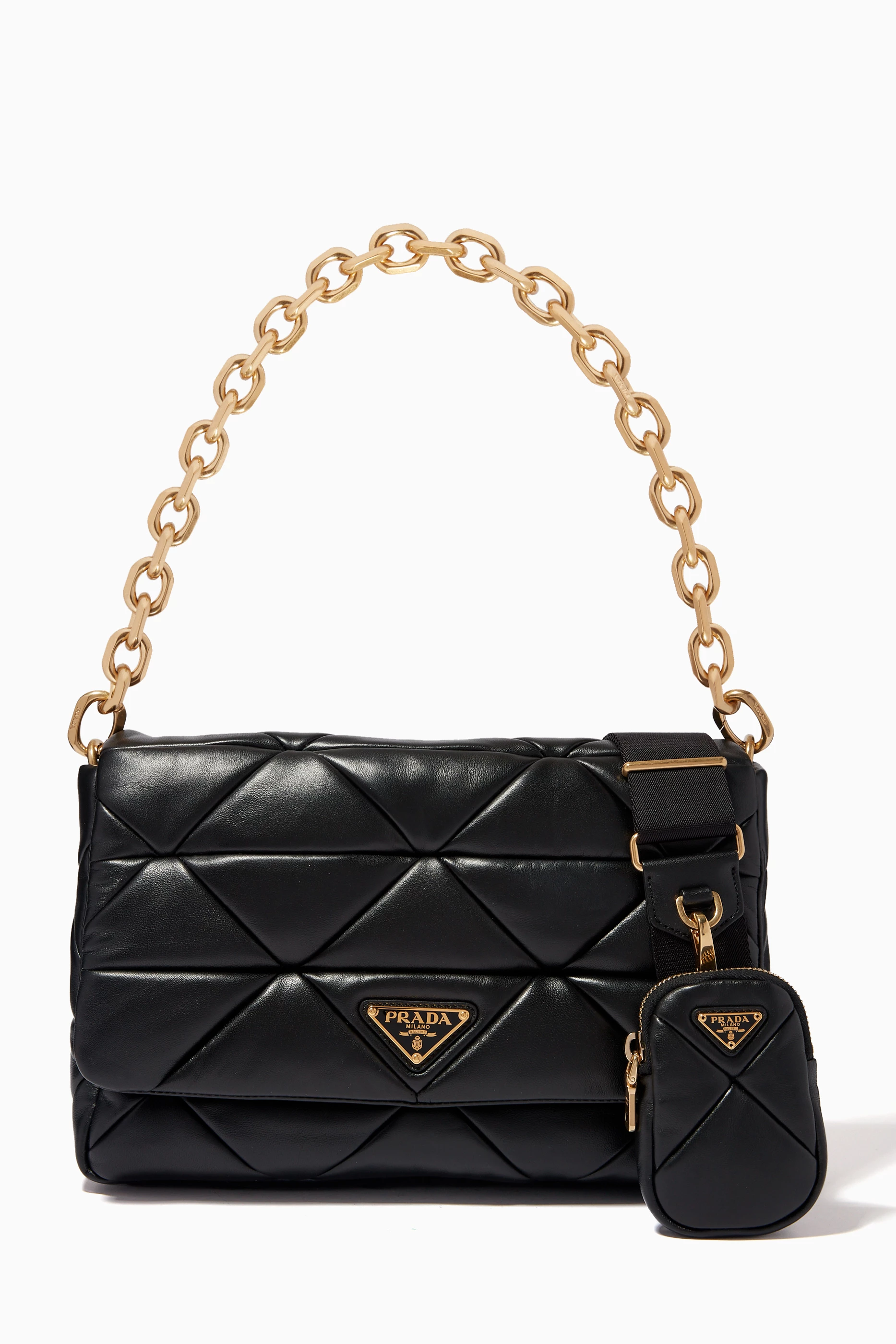 Buy Prada Black Prada System Patchwork Shoulder Bag in Leather for