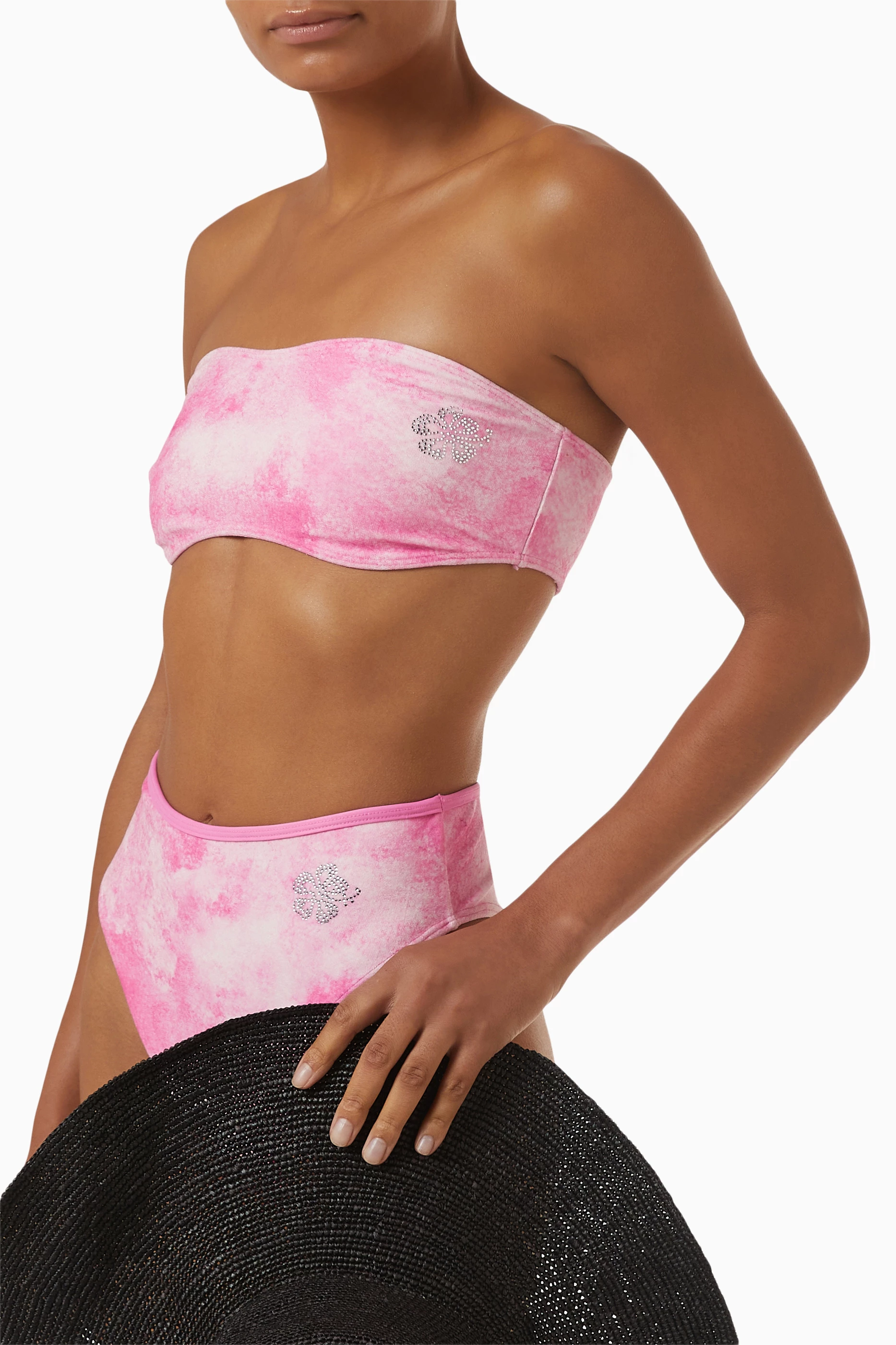 Jean Terry Bandeau Bikini Top - Distorted Pink Dye