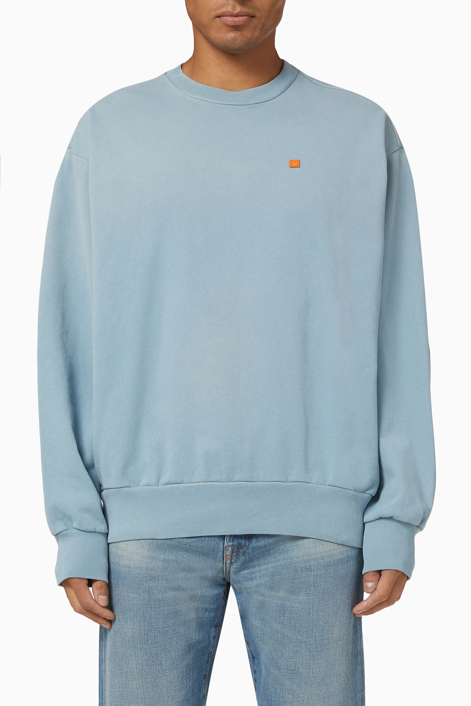 Buy Acne Studios Blue Oversized Sweatshirt in Organic Cotton for Men in UAE Ounass