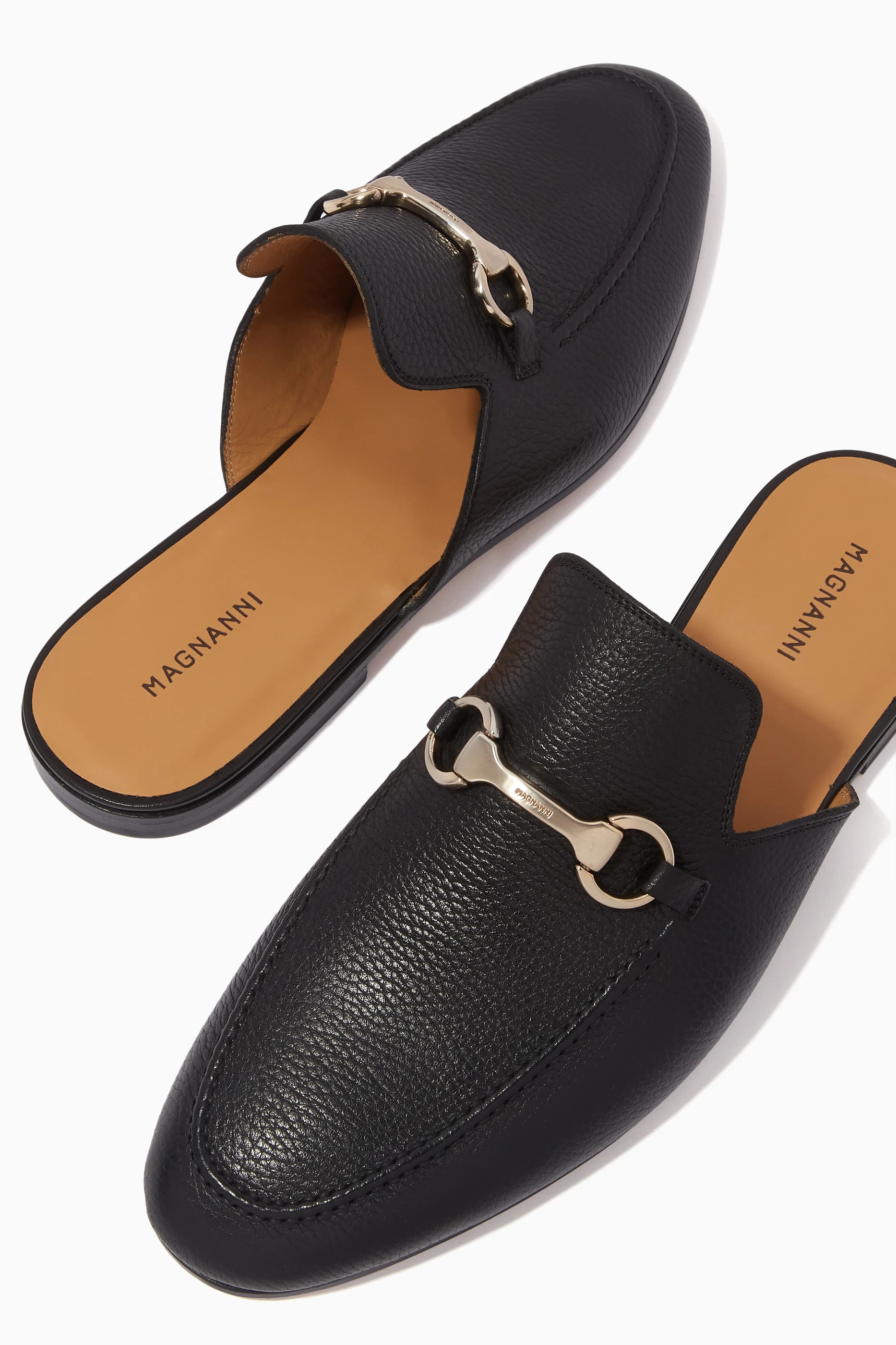 Buy Magnanni Black Horse bit Mule Loafers in Leather for Men in