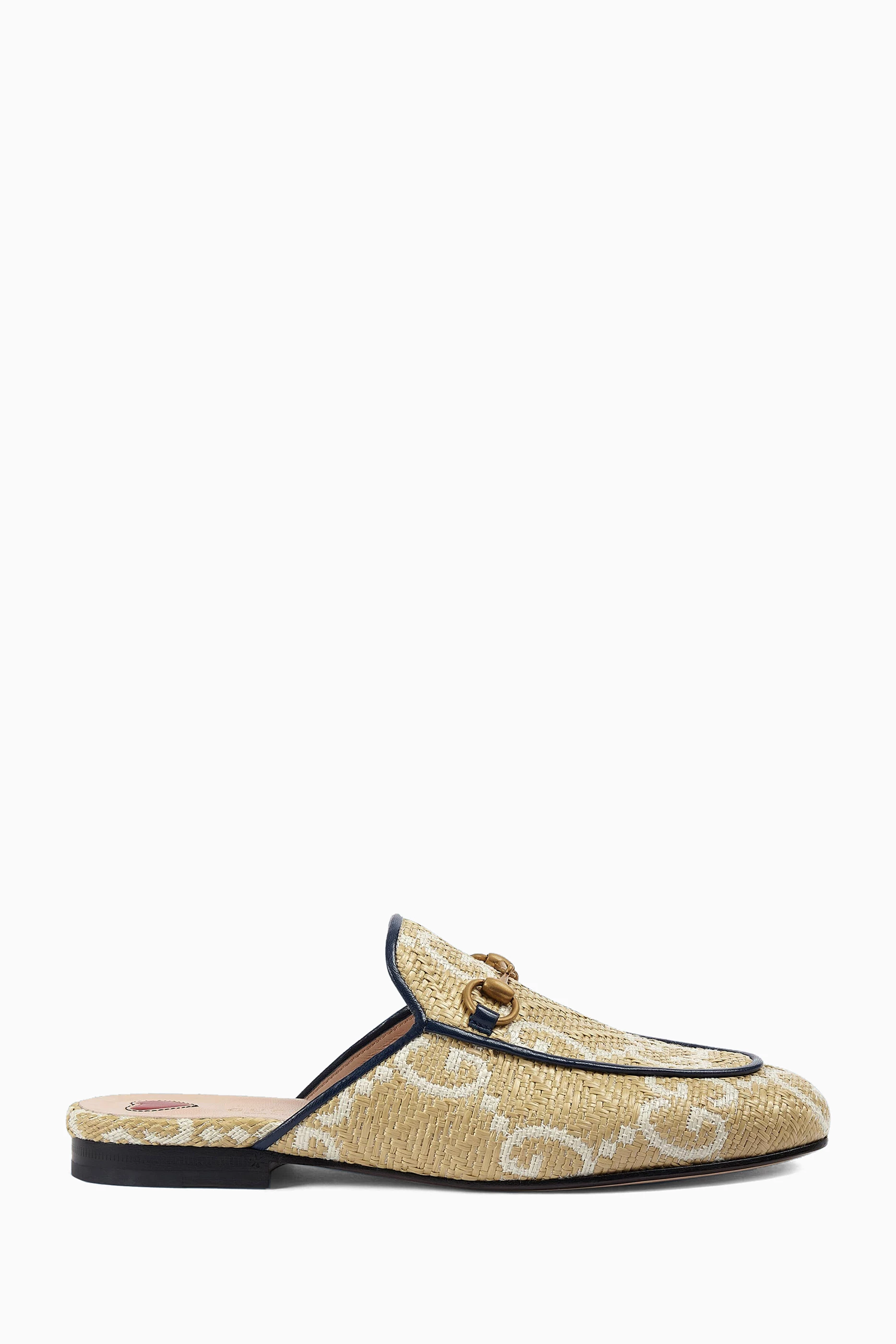Buy Gucci Neutral Princetown Mules in GG Raffia Fabric for Women in UAE Ounass