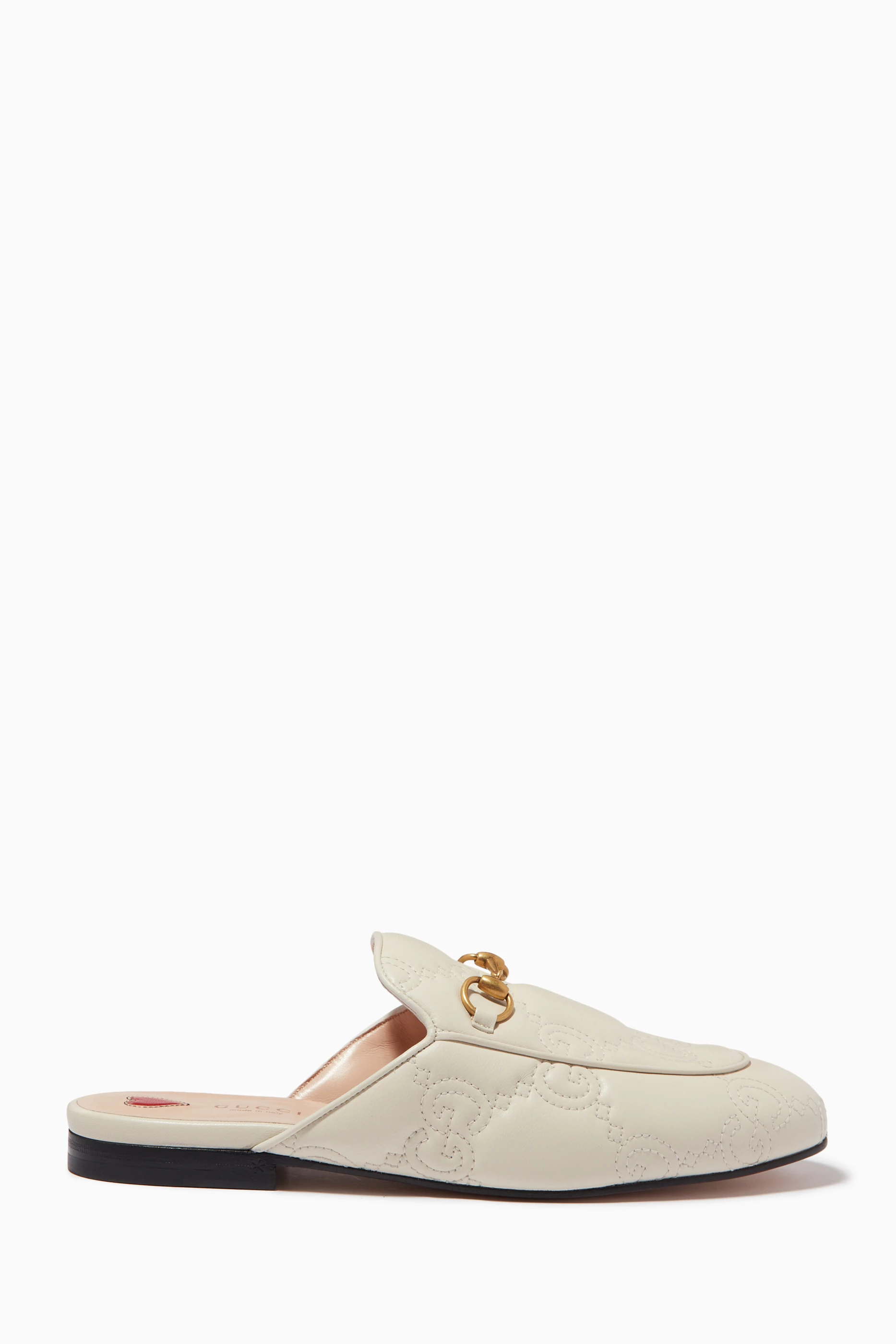 Buy Gucci White Princetown Flat Mules in Leather for Women in UAE