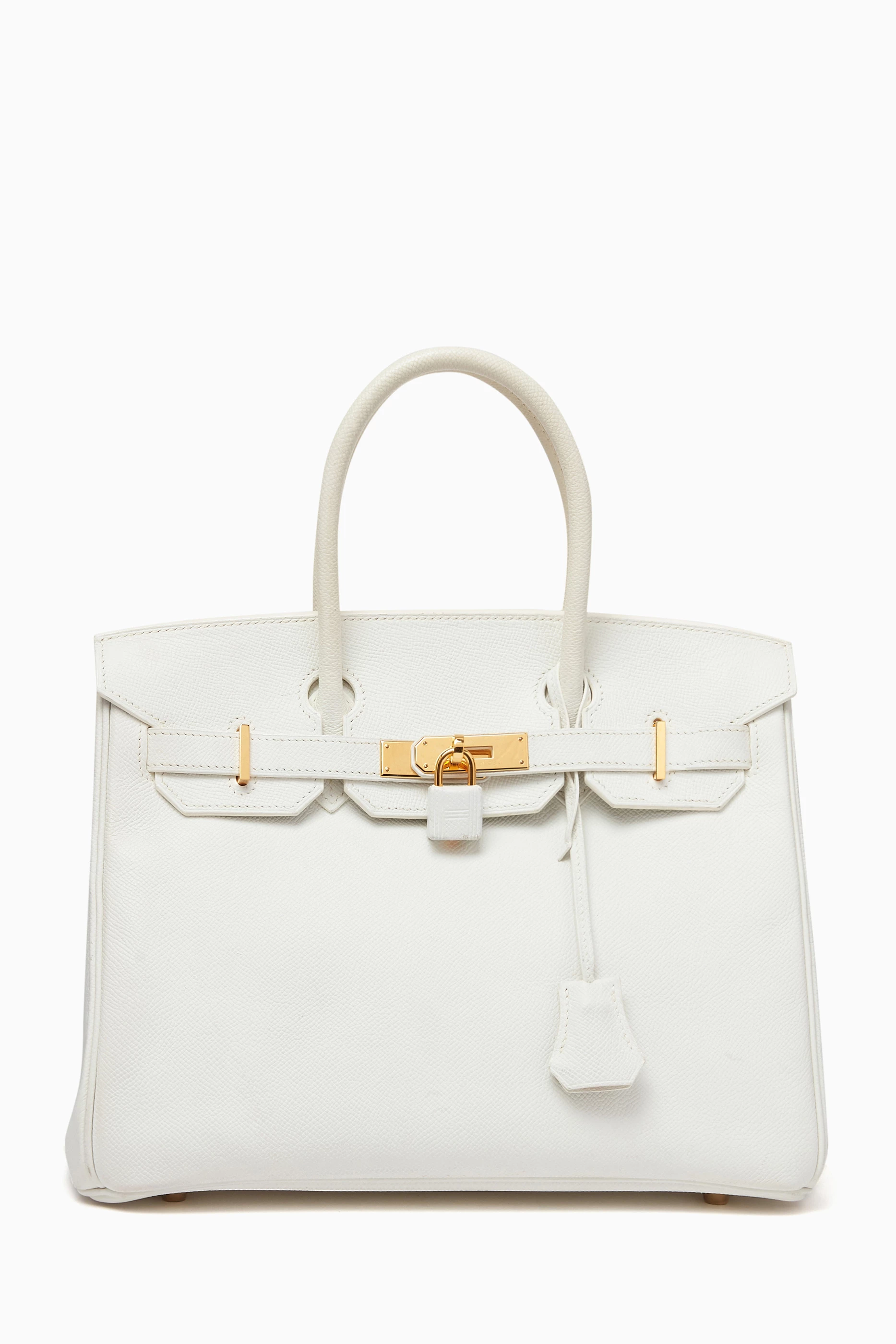 Buy Herm s Pre Loved White Birkin 30 Bag in Clemence Leather for