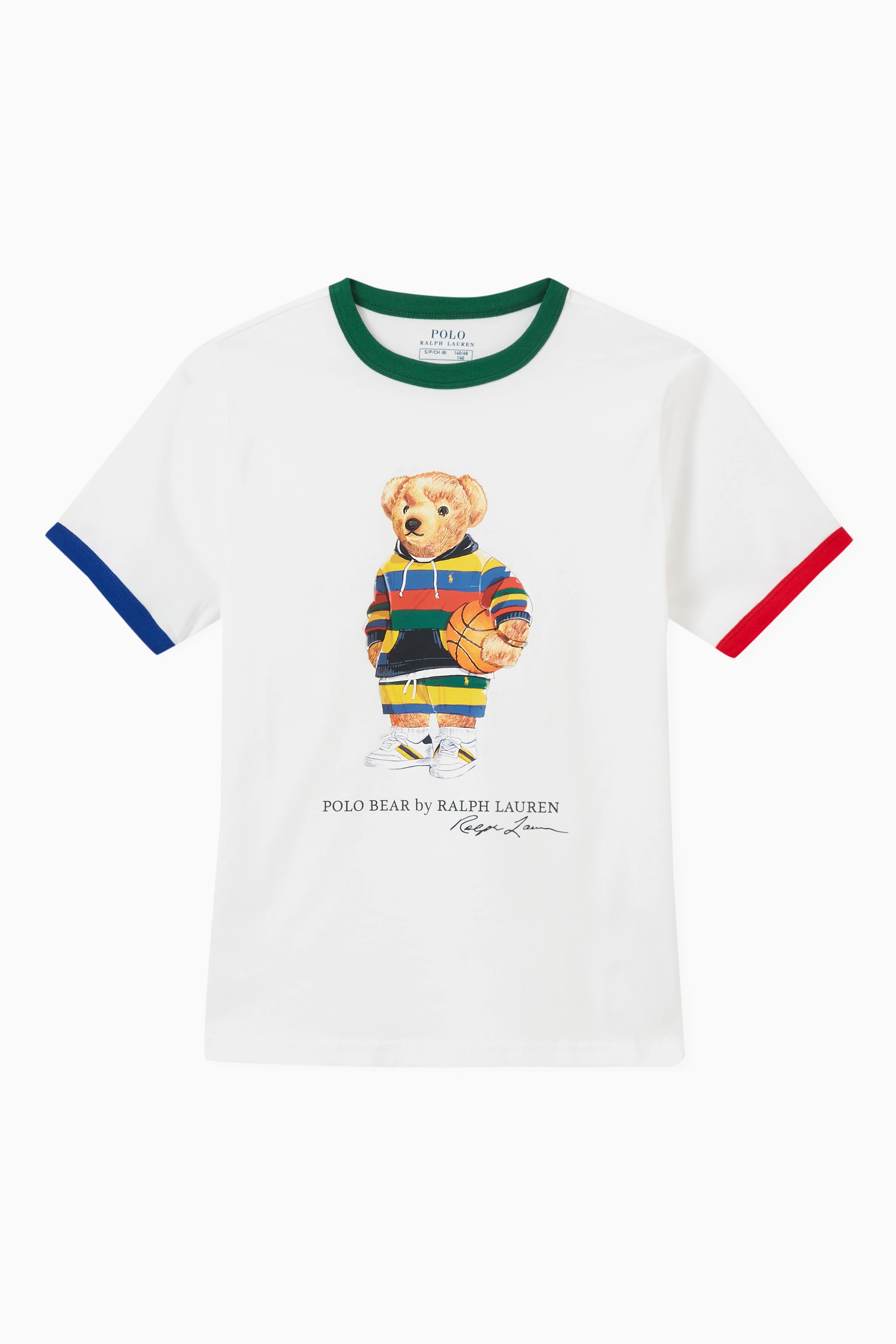 Buy Polo Ralph Lauren White Logo Teddy Bear T shirt in Cotton for