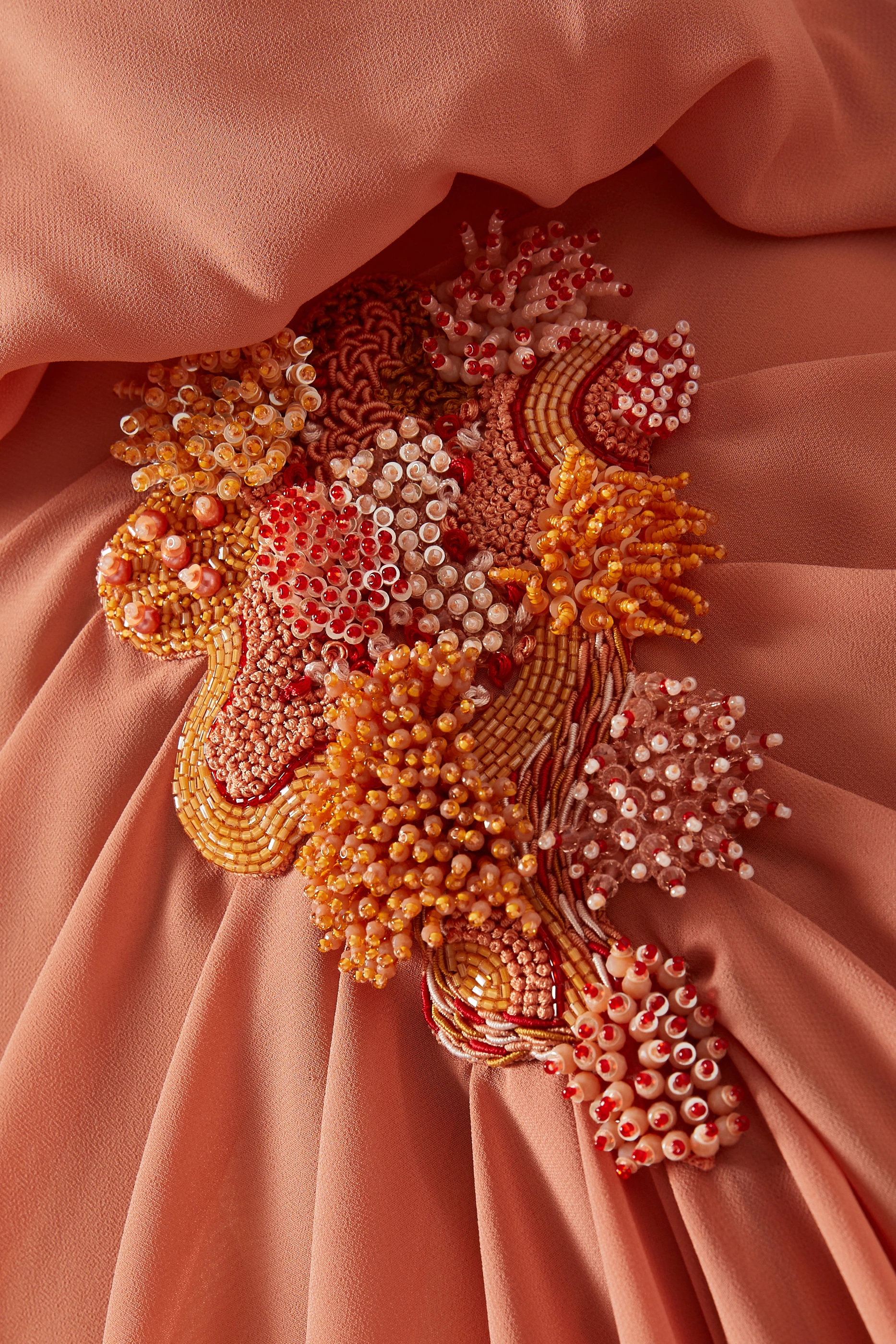 Orange pleated hot sale maxi dress