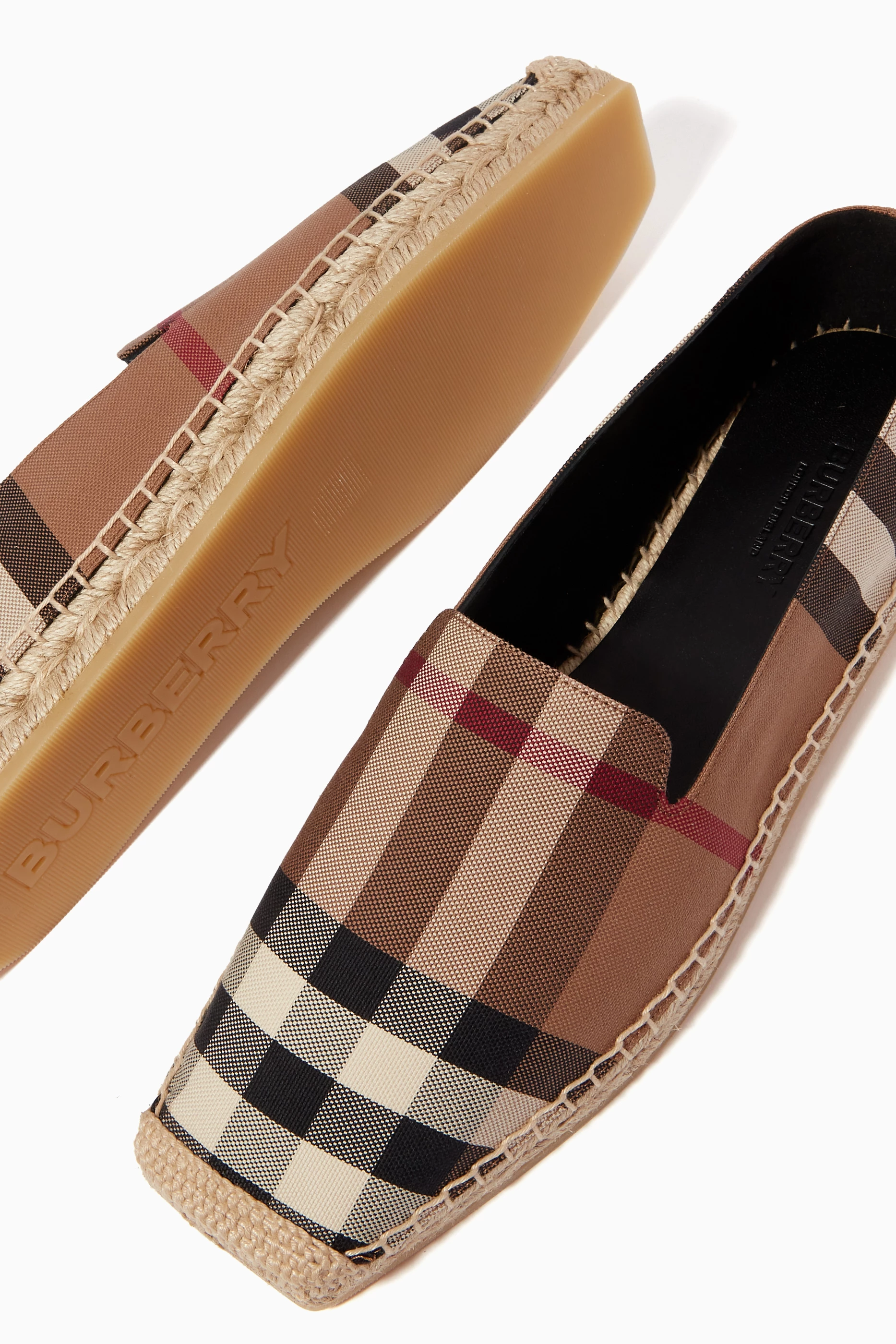 Buy Burberry Brown Alport Check Espadrilles in Cotton for Women in