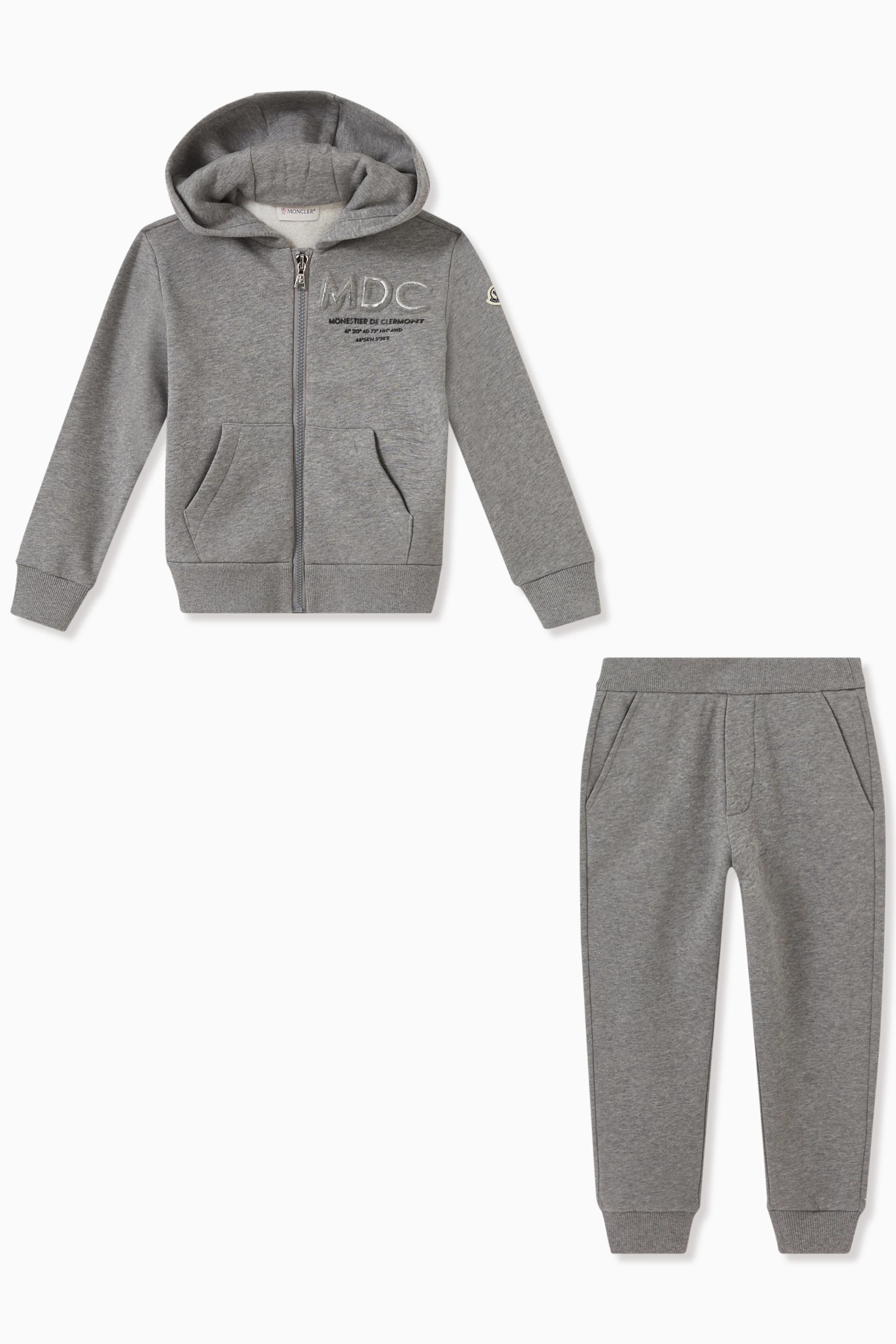 Baby grey moncler tracksuit best sale