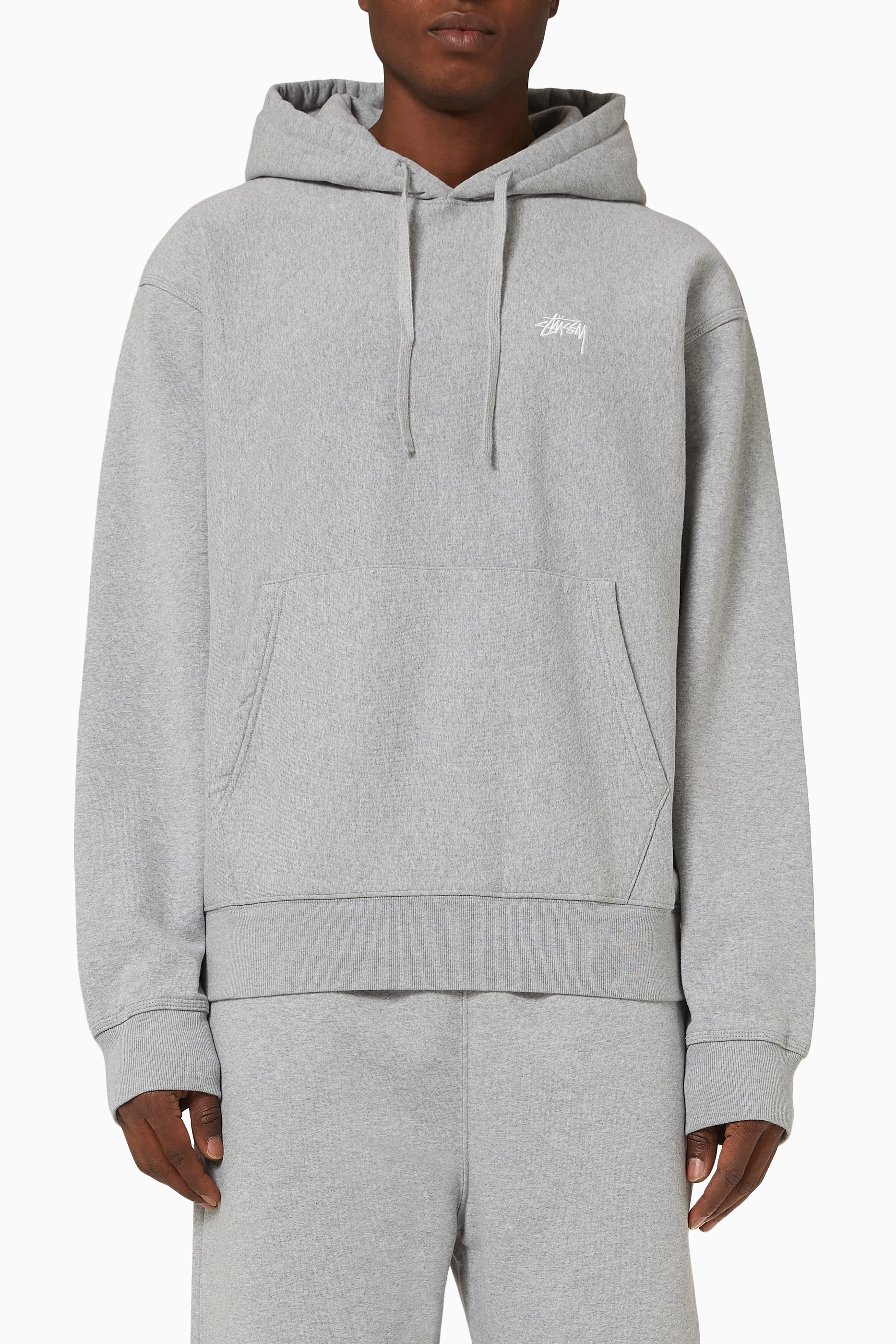 Grey stussy clearance hoodie