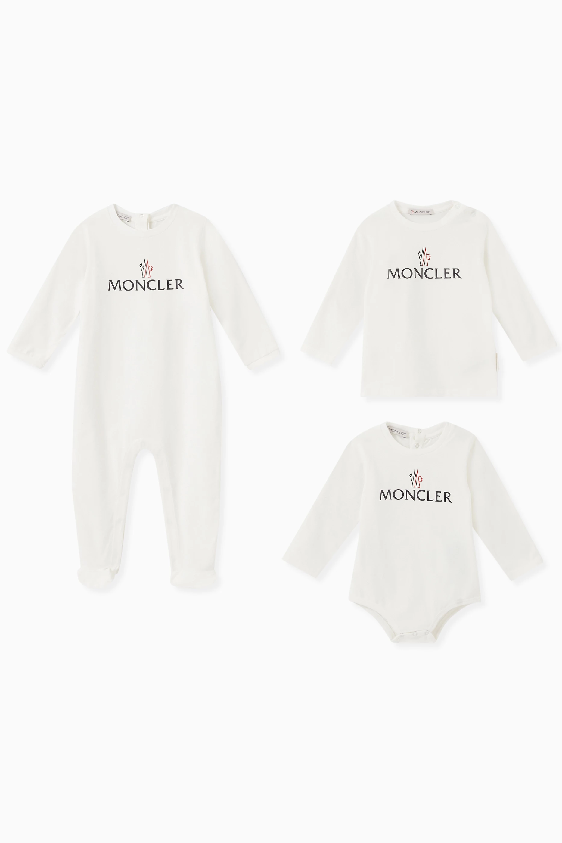 Buy Moncler Enfant Neutral Logo 3 piece Set in Cotton for Baby