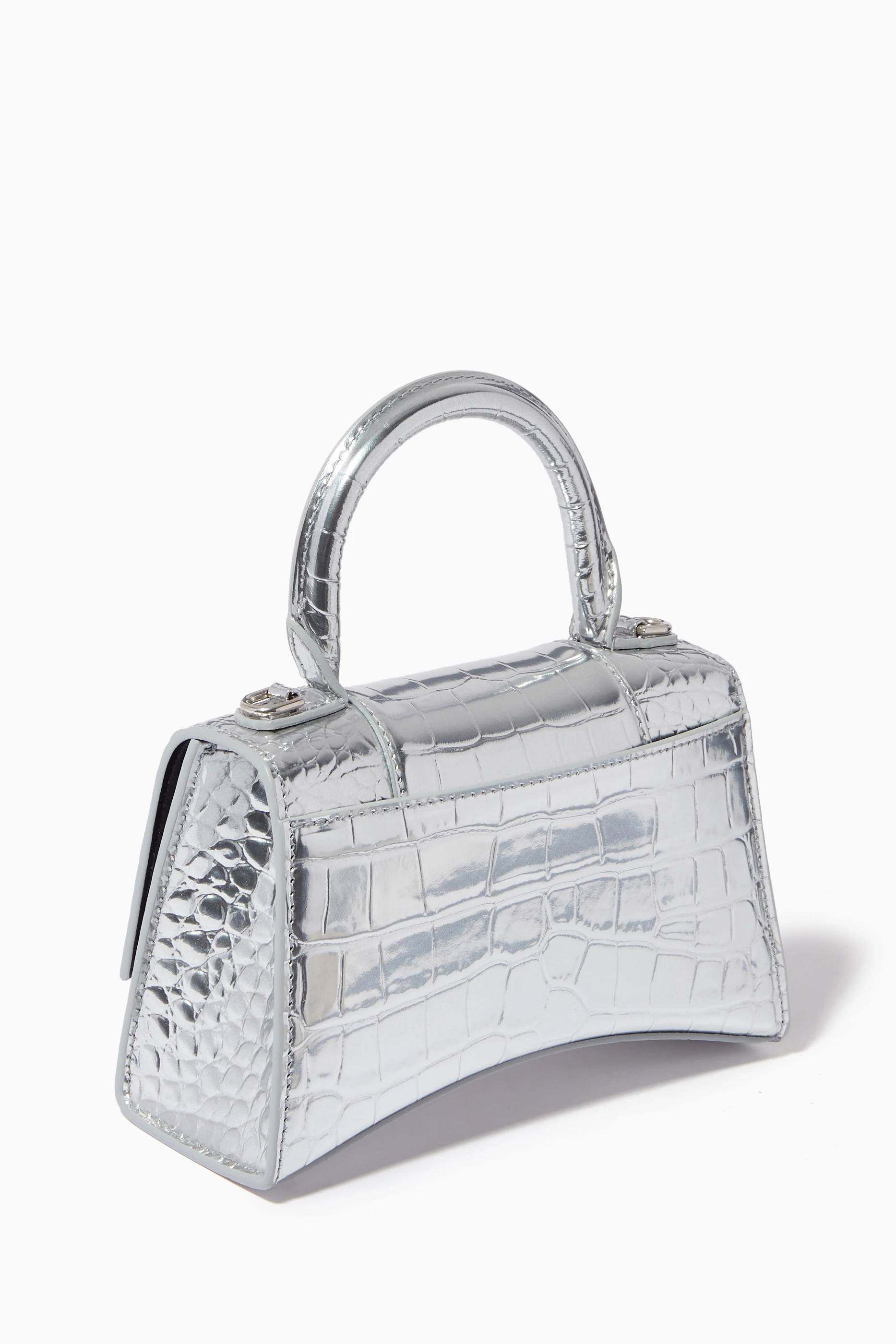 Buy Balenciaga Silver Hourglass XS Top Handle Bag in Metallic