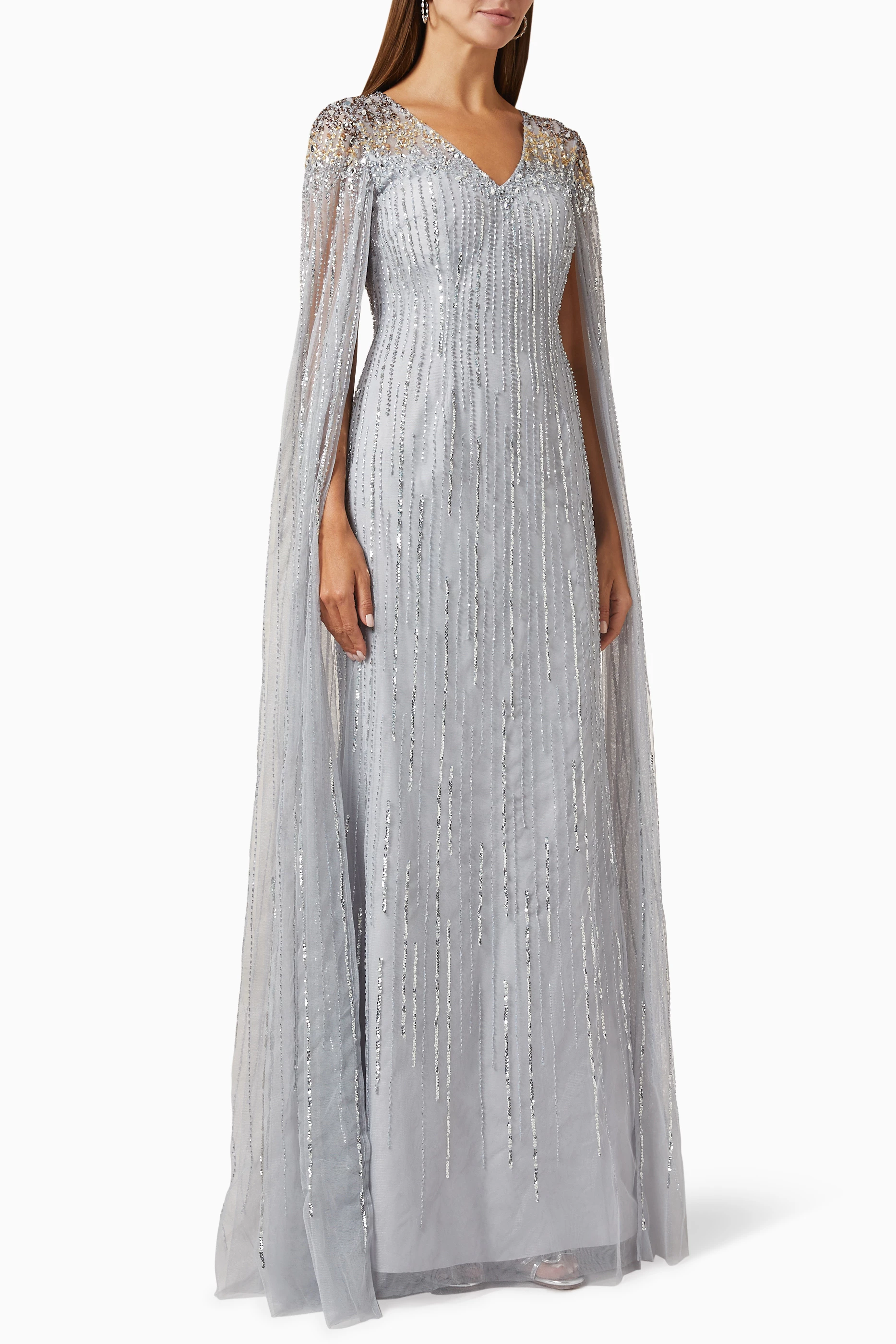Silver sales cape dress