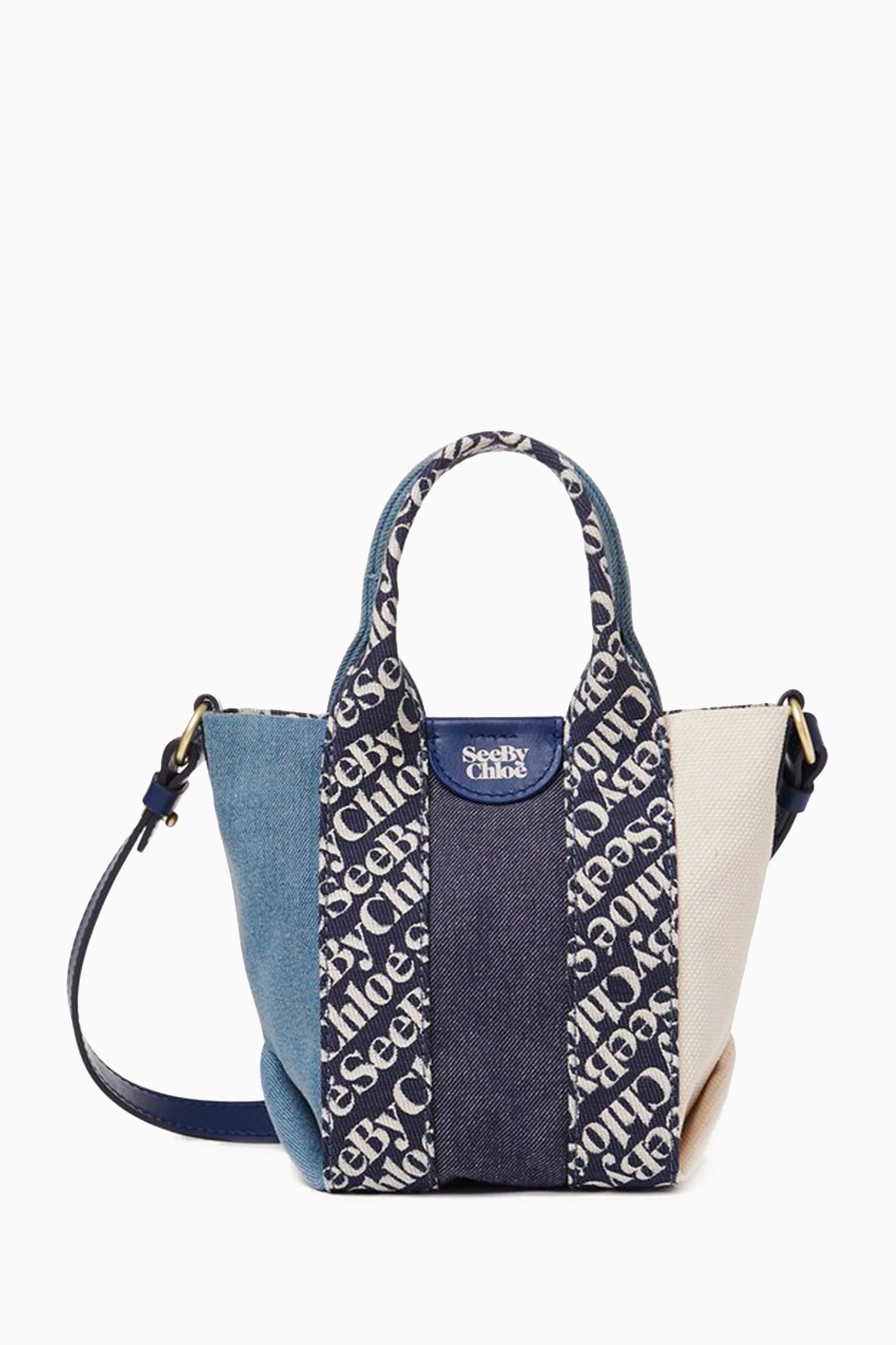 Buy See By Chlo Blue Laetizia Mini Tote Bag in Canvas Denim for