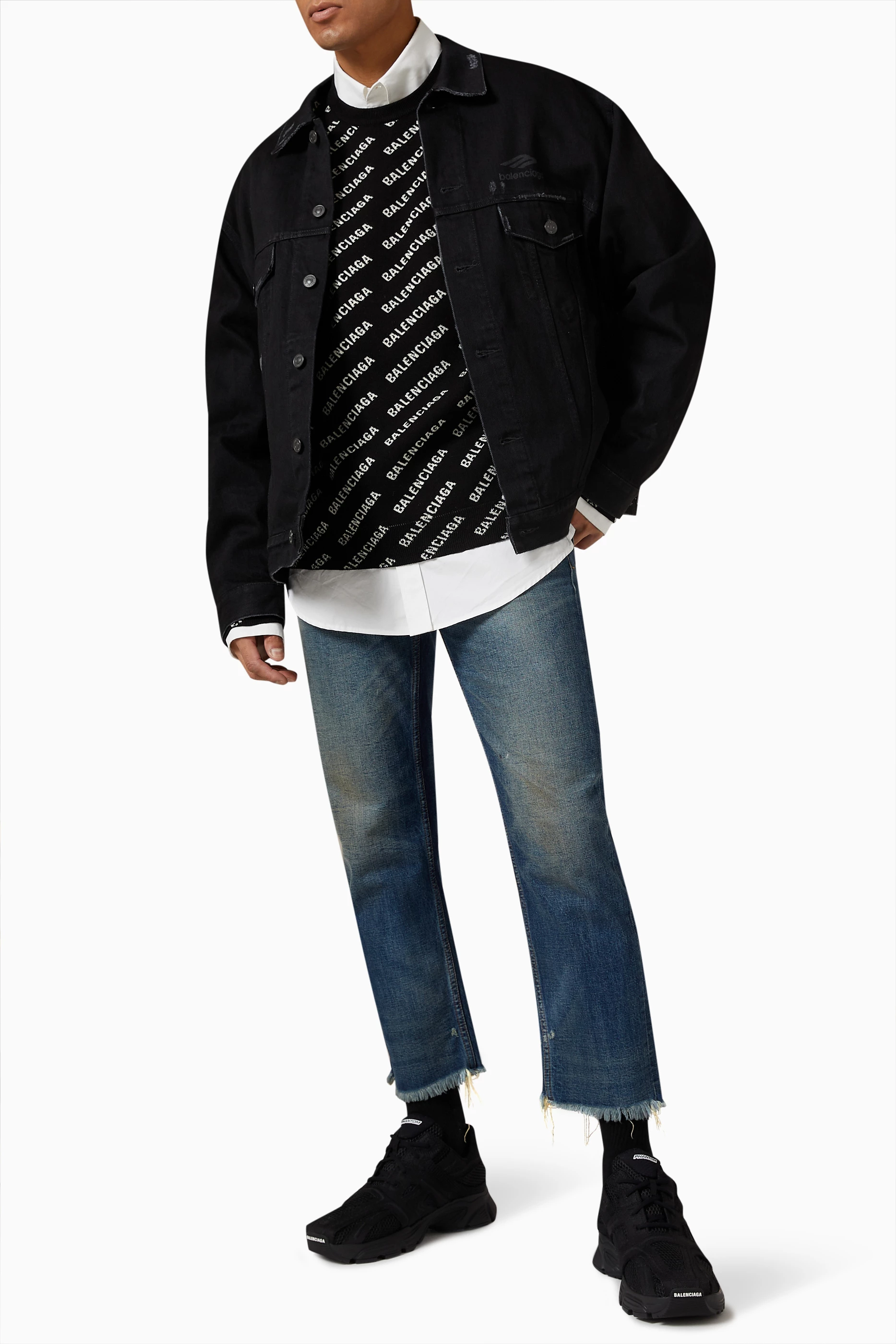 Buy Balenciaga Black Oversized Jacket in Denim for Men in UAE Ounass