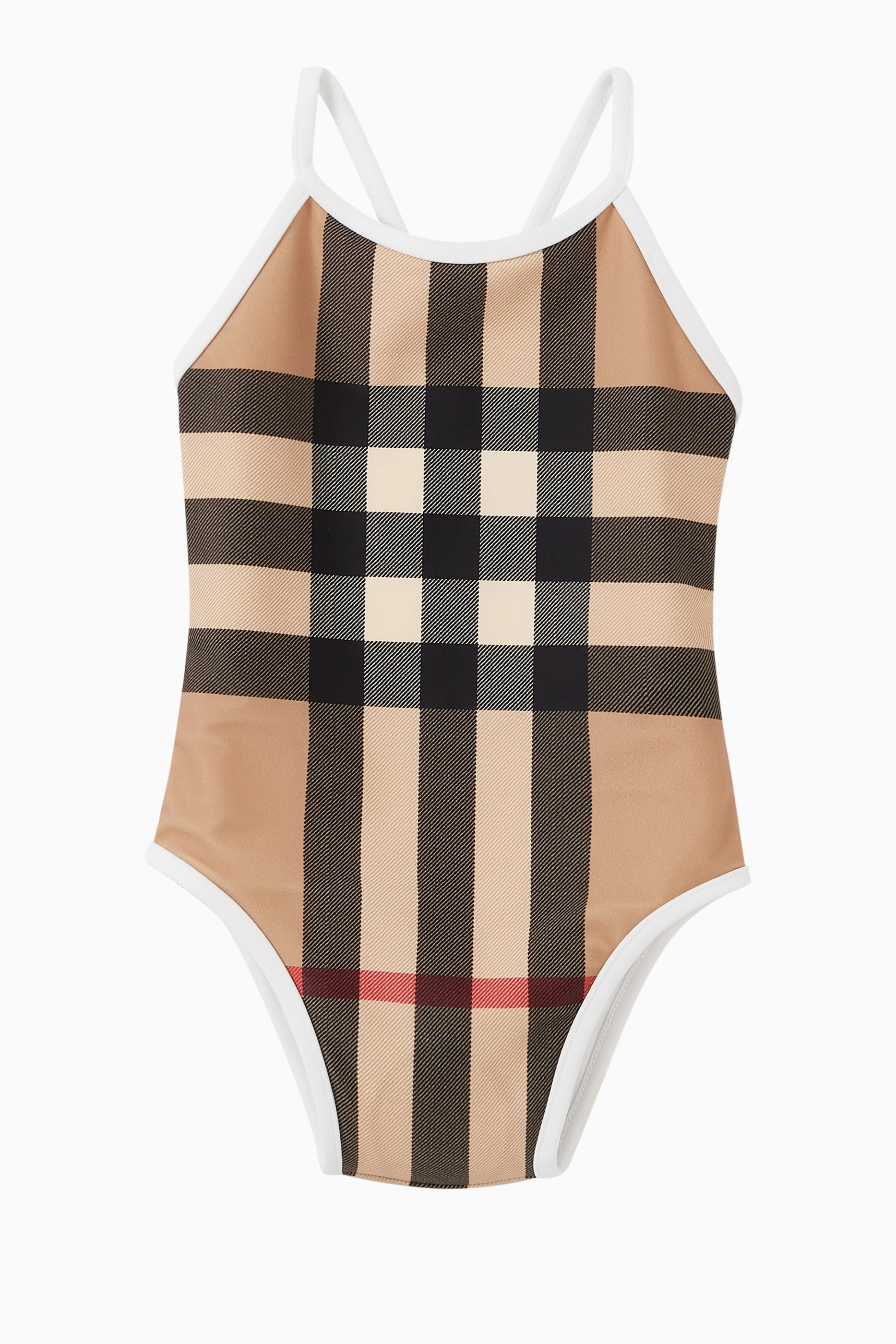 Buy Burberry Neutral Sandie Check Swimsuit in Nylon for Baby Girls