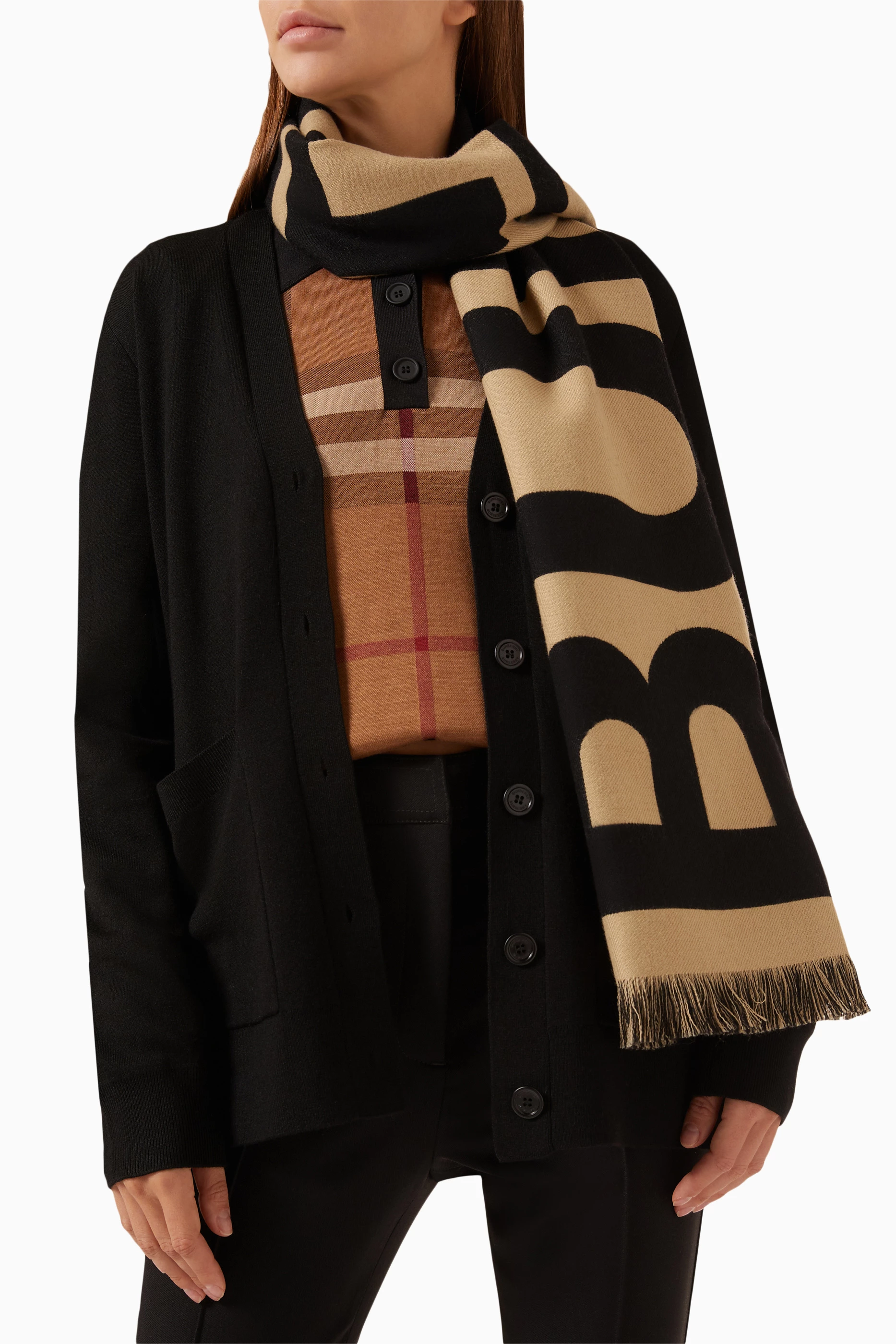 Burberry logo wool top scarf