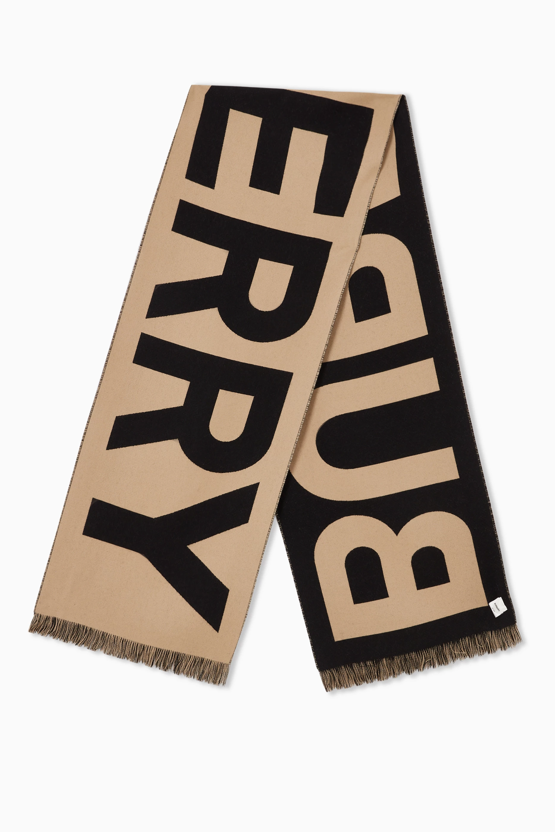 Buy Burberry Neutral Logo Scarf in Wool for Women in UAE Ounass