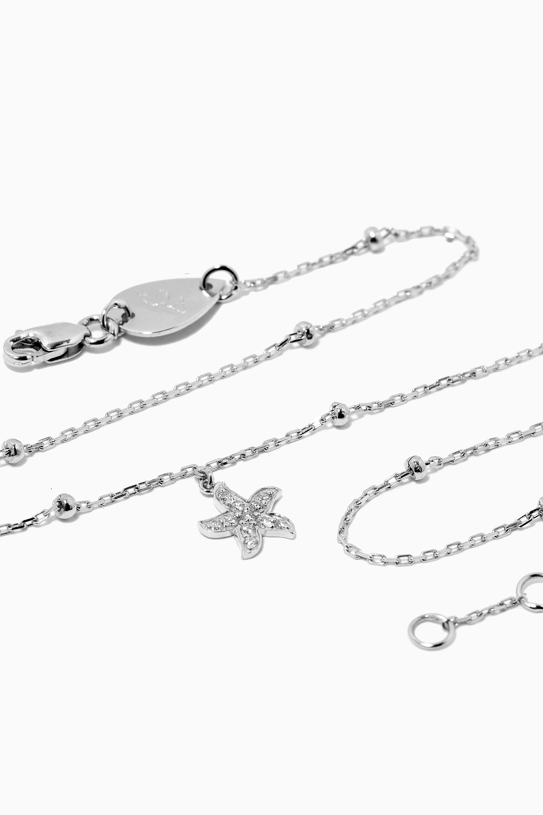Buy Aquae Jewels Silver Starfish Diamond Anklet in 18kt White Gold