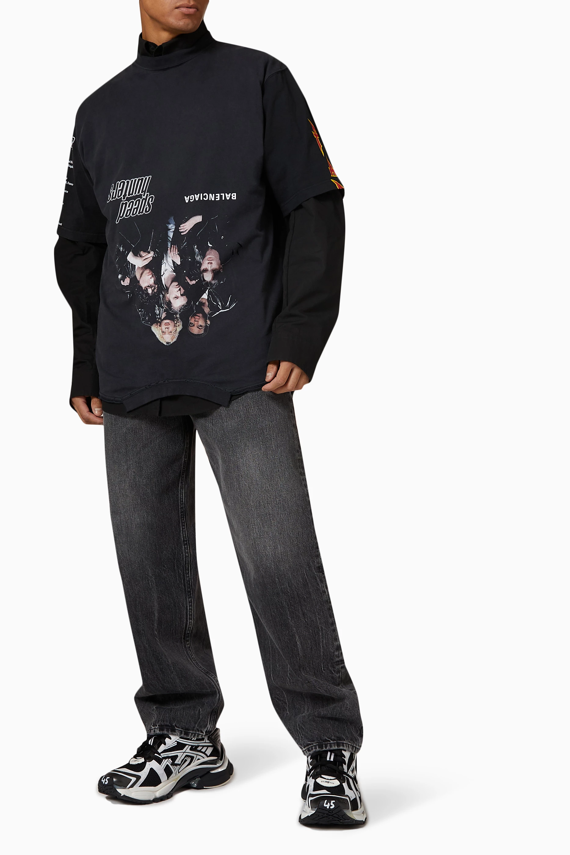 Buy Balenciaga Black Speed Hunter Upside Down Oversized T-shirt in