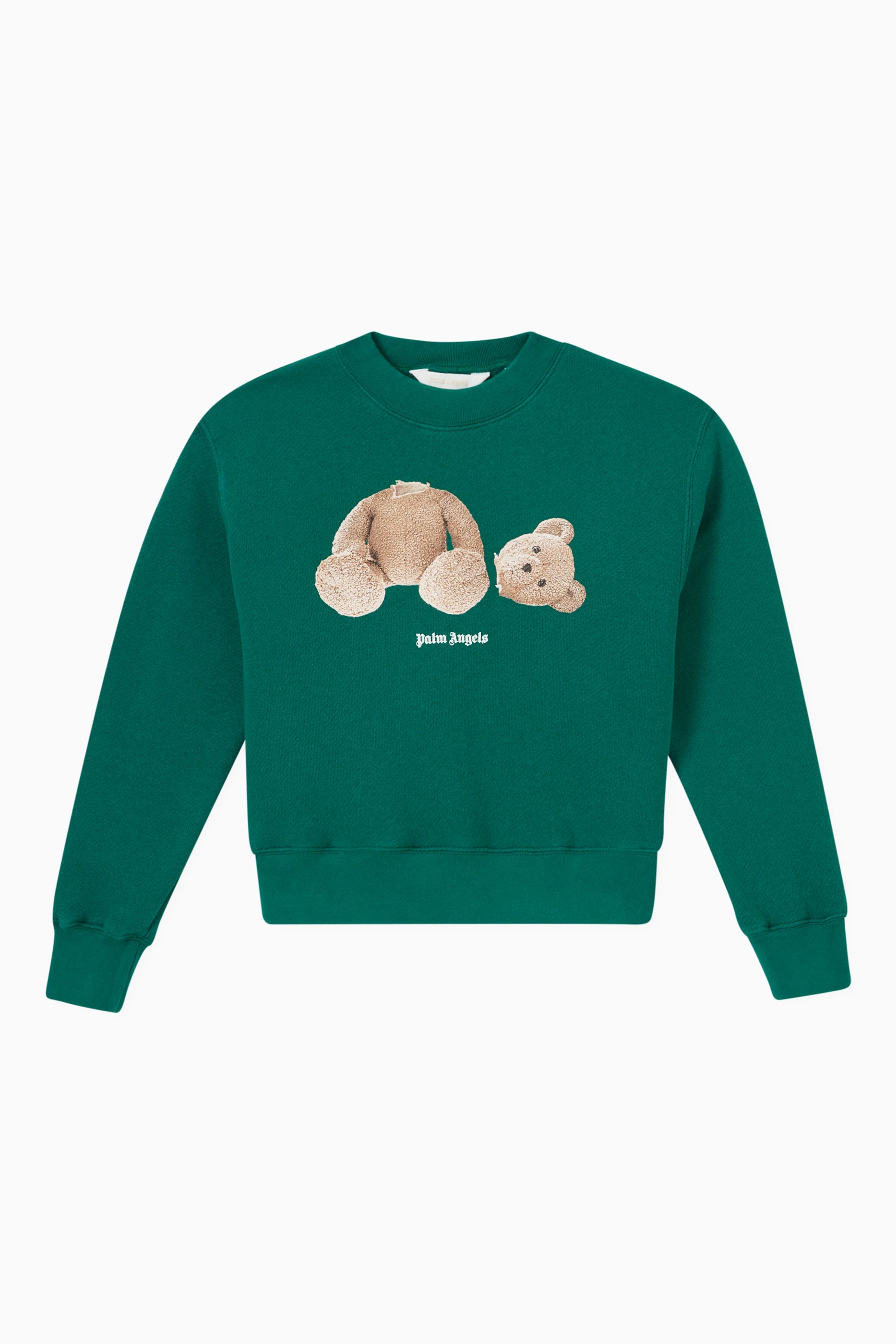 Buy Palm Angels Green Teddy Bear Logo Sweater in Cotton for Boys in UAE Ounass