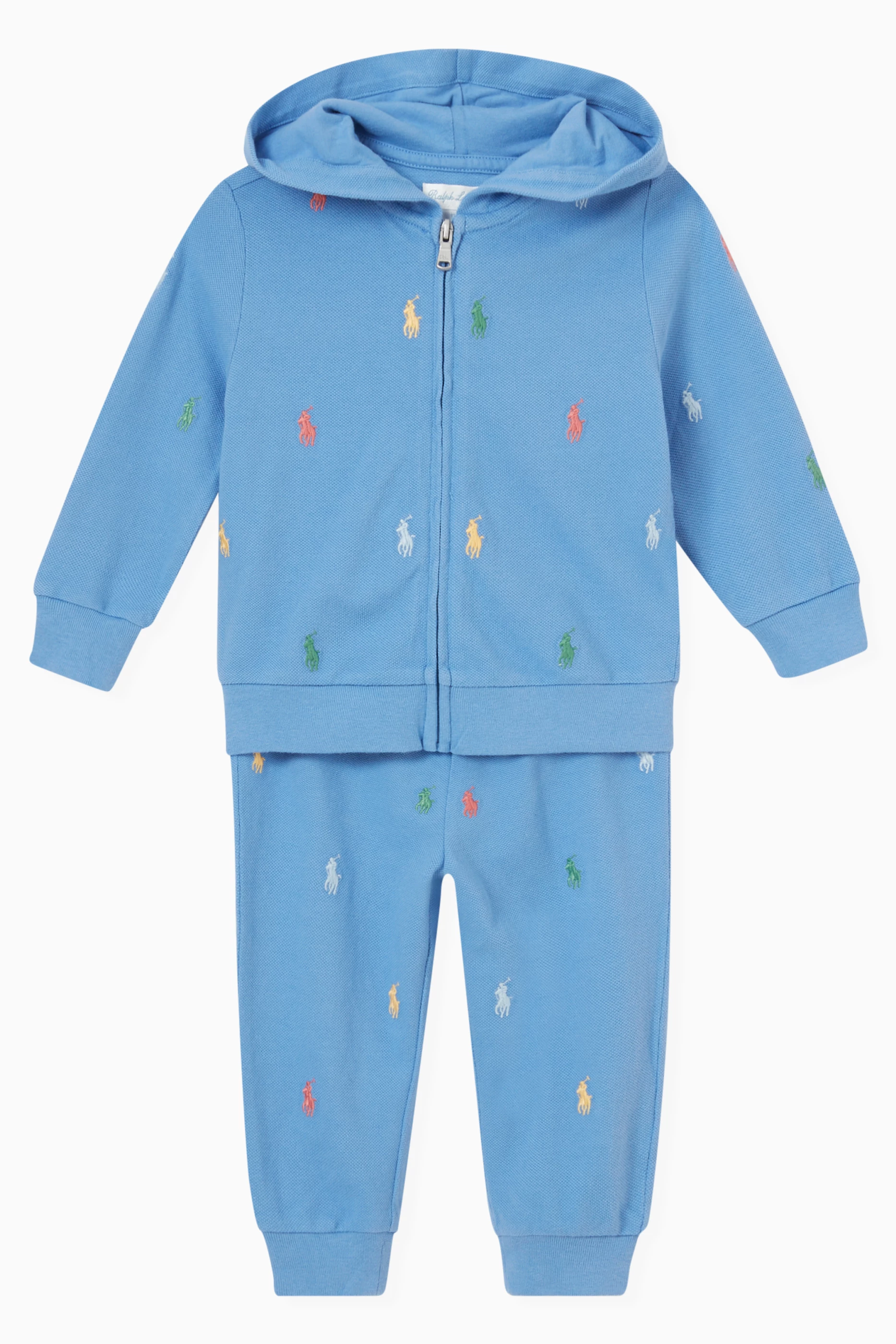 Buy Polo Ralph Lauren Blue All over Logo Tracksuit in Cotton for Baby Boys in UAE Ounass