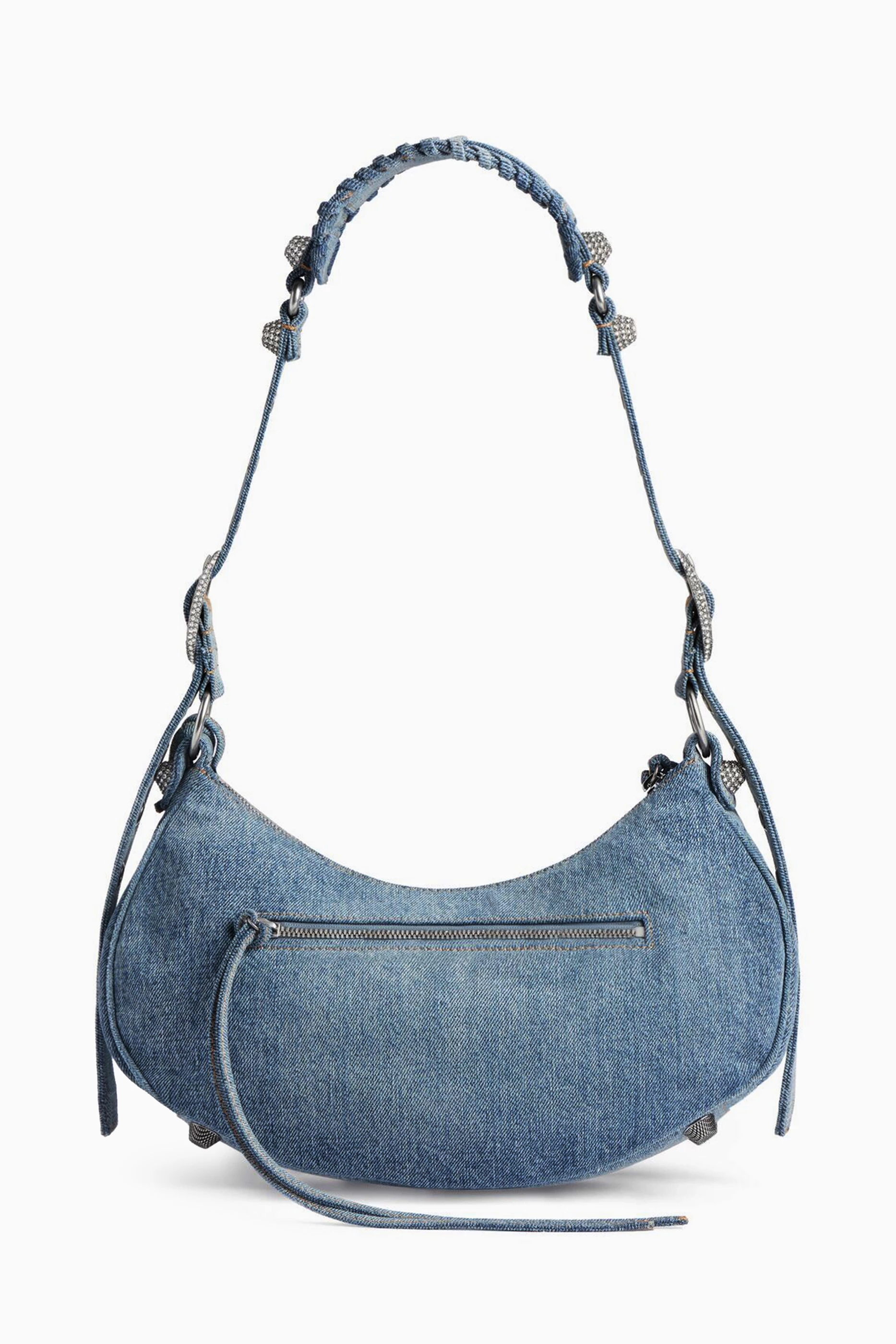 Buy Balenciaga Blue Le Cagole Small Shoulder Bag in Denim for