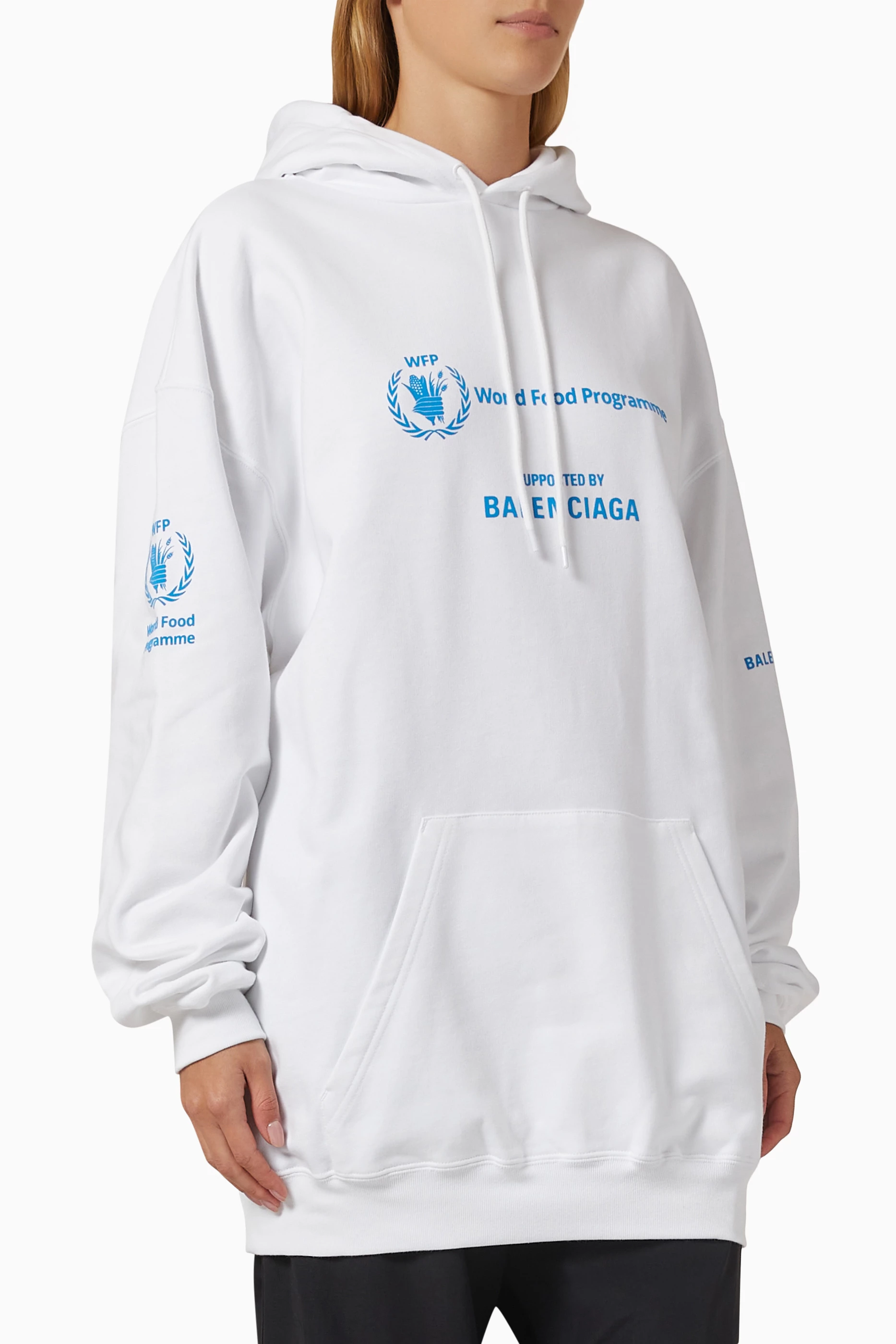 Buy Balenciaga White WFP Medium Fit Hoodie in Organic Cotton