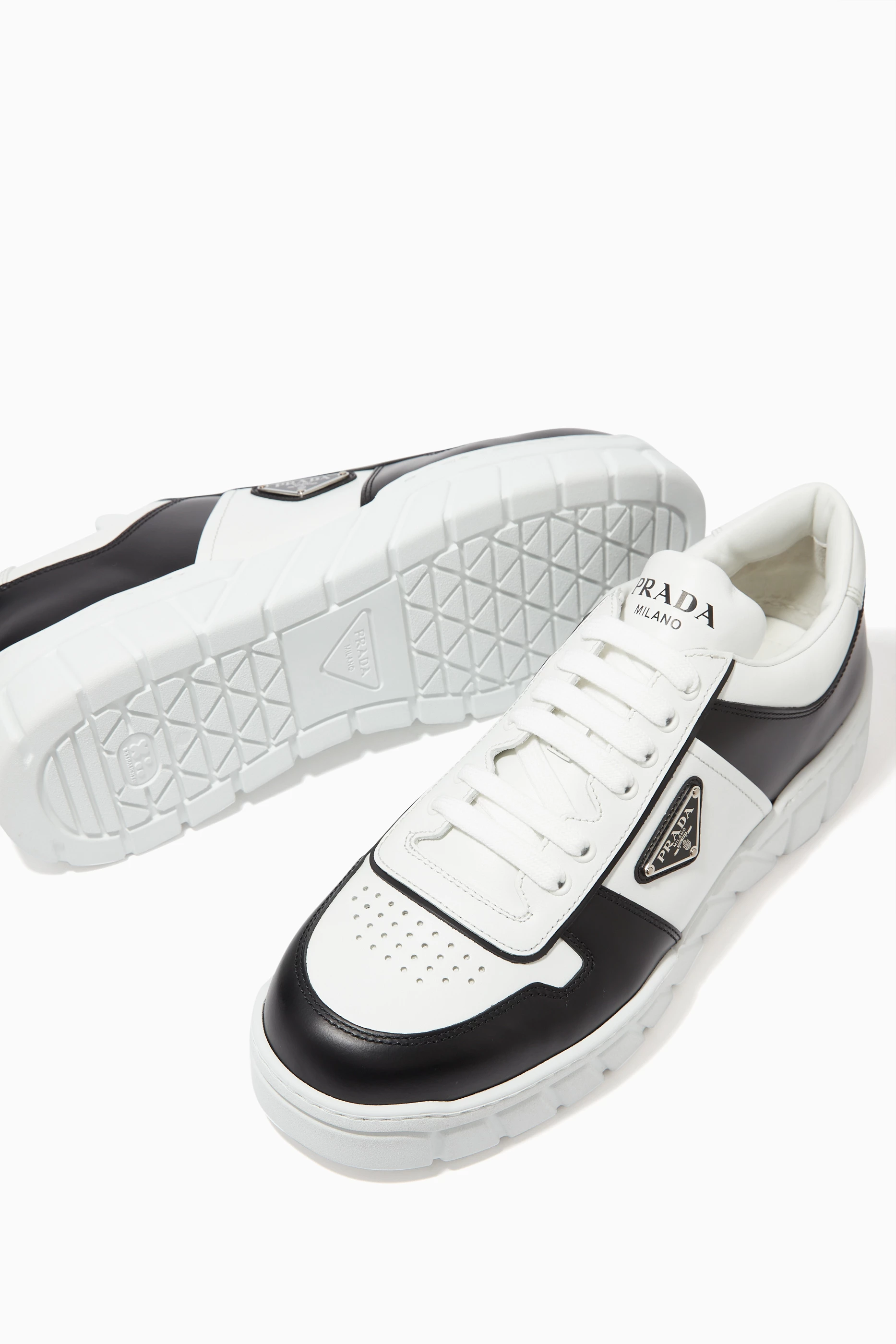 Black and clearance white prada sneakers