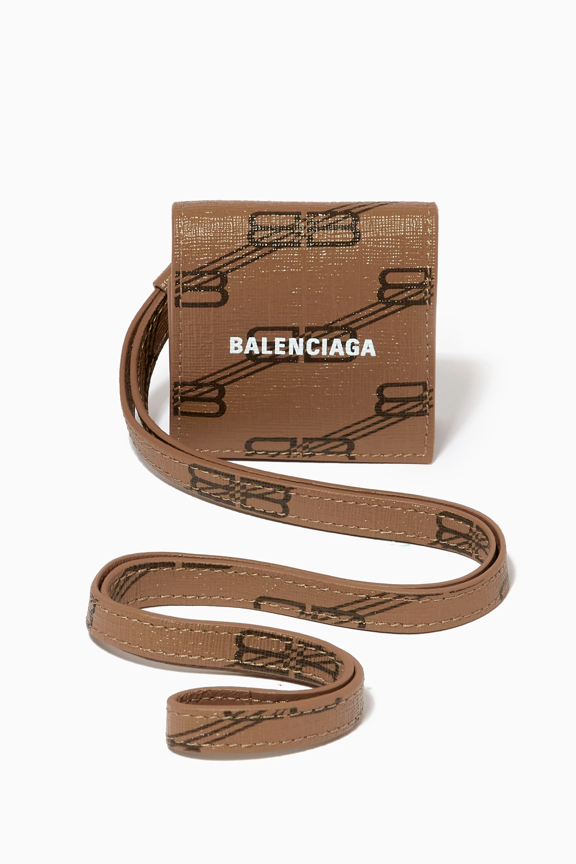 Buy Balenciaga Neutral Cash AirPods Holder Lanyard in BB