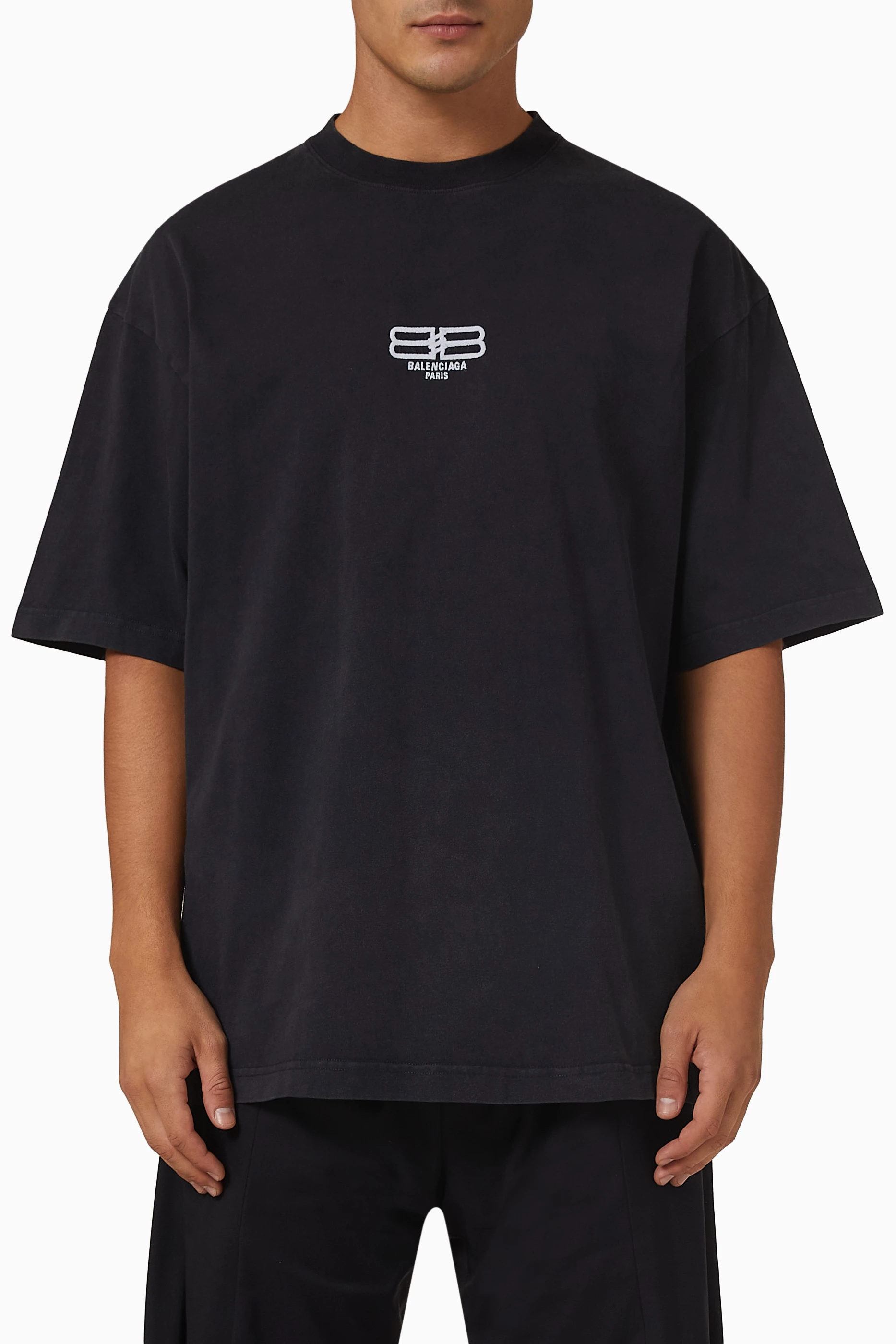 Buy Balenciaga Black Medium Fit T shirt in Cotton Jersey for Men