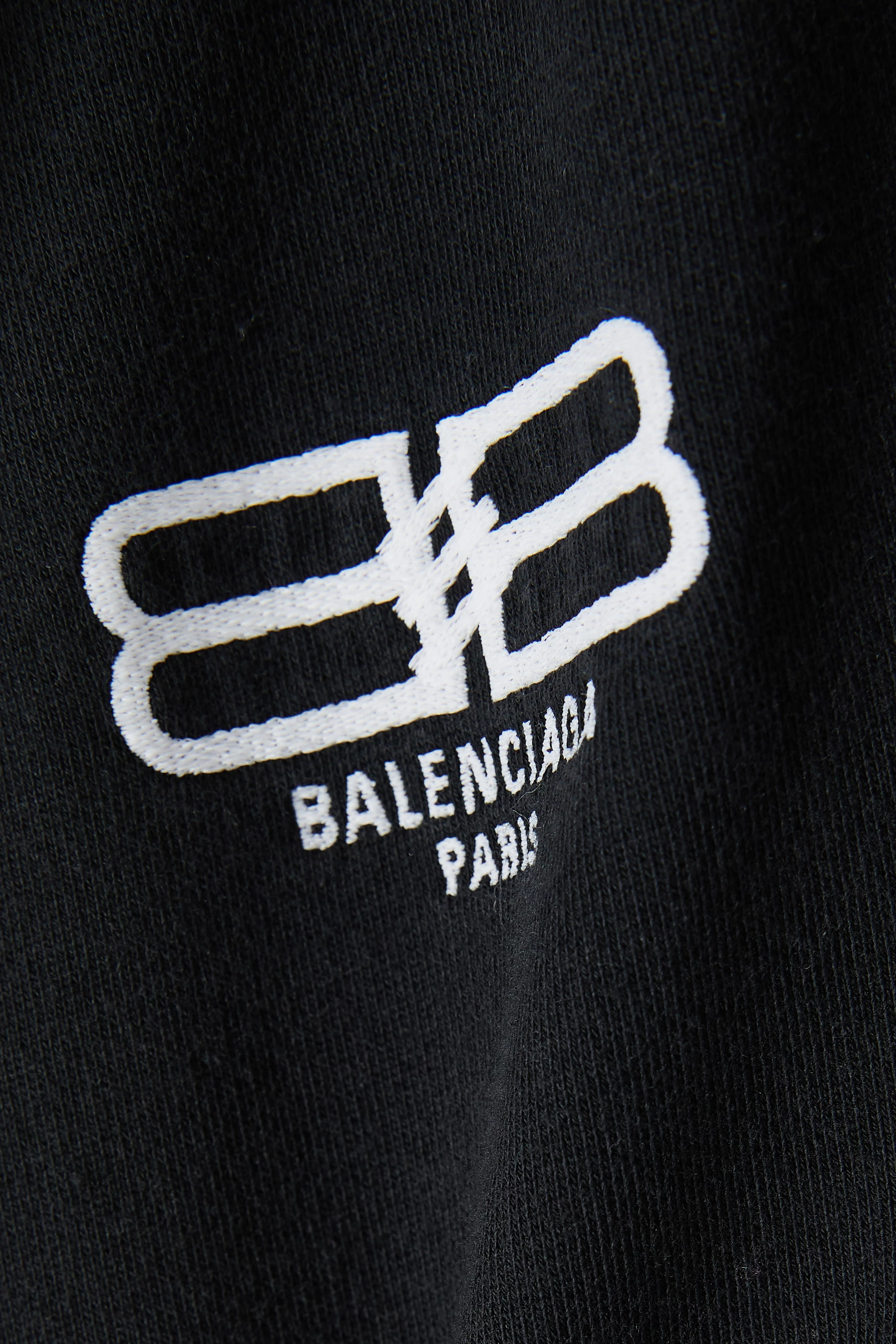 Buy Balenciaga Black BB Paris Icon Zip up Hoodie in Organic Curly