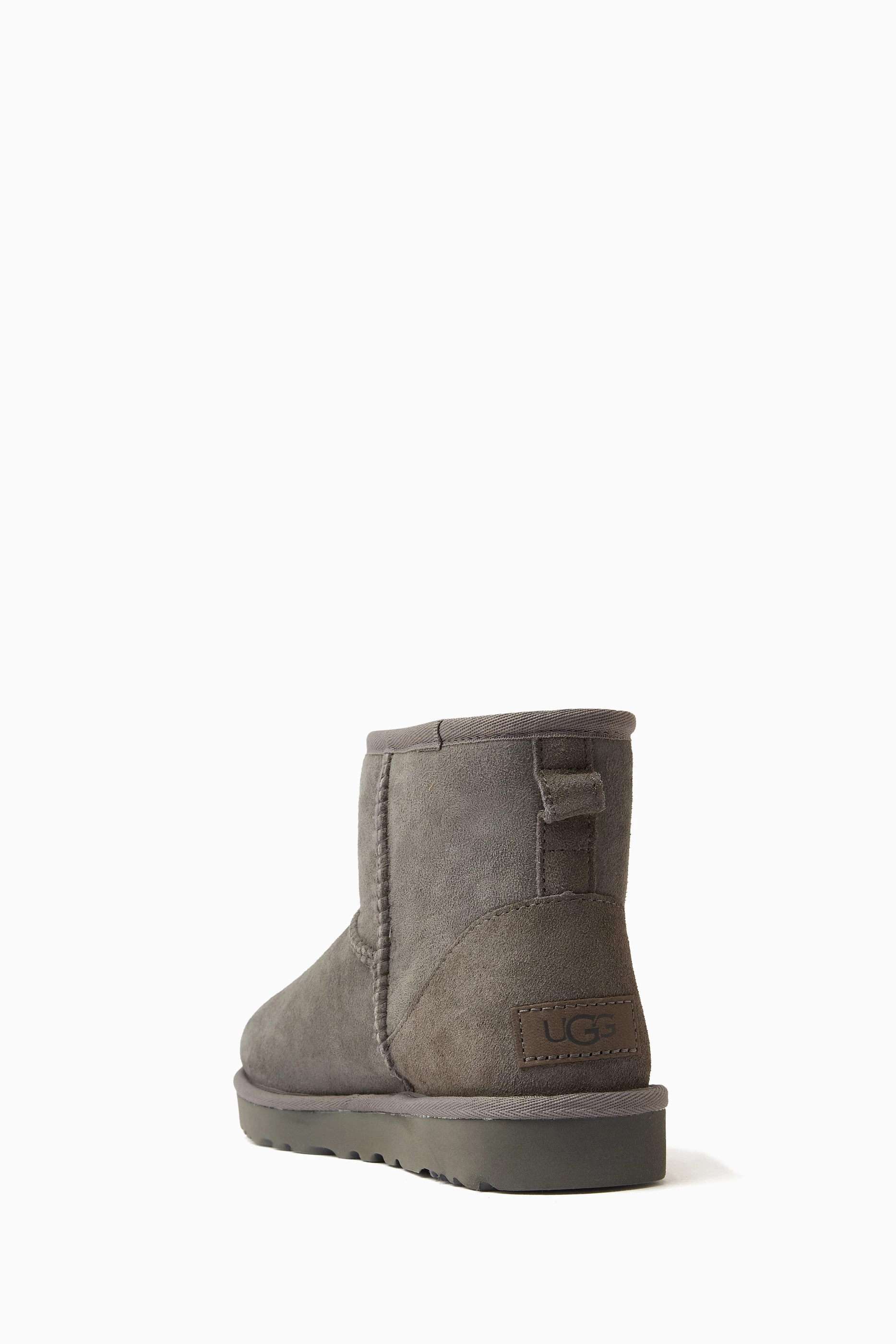 Buy UGG Grey Classic Mini II Boot in Leather Fur for Women in