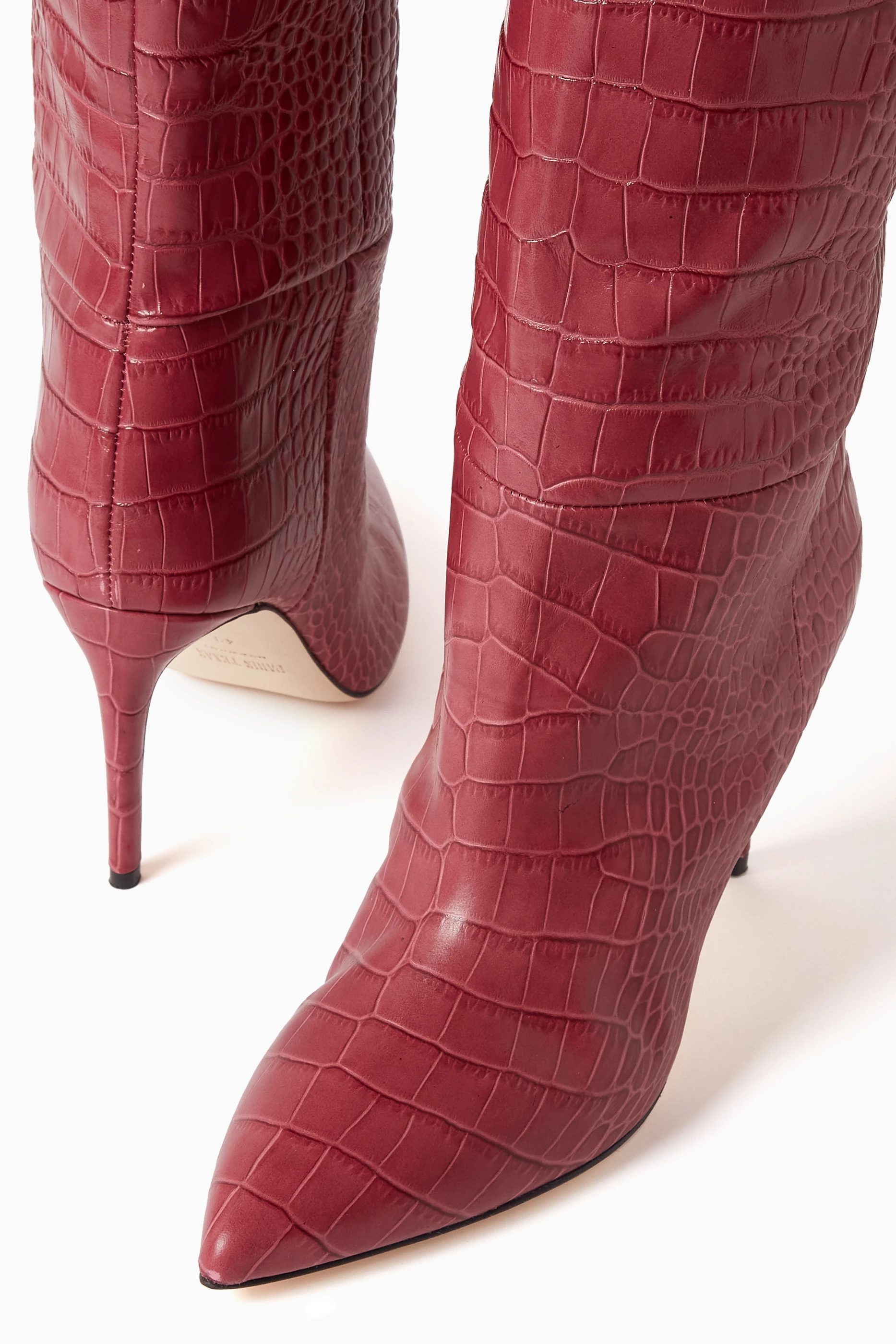 Burgundy croc clearance knee high boots
